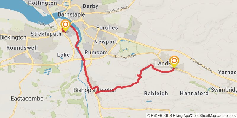 Macmillan Way West - Castle Cary to Barnstaple stage 9 Map