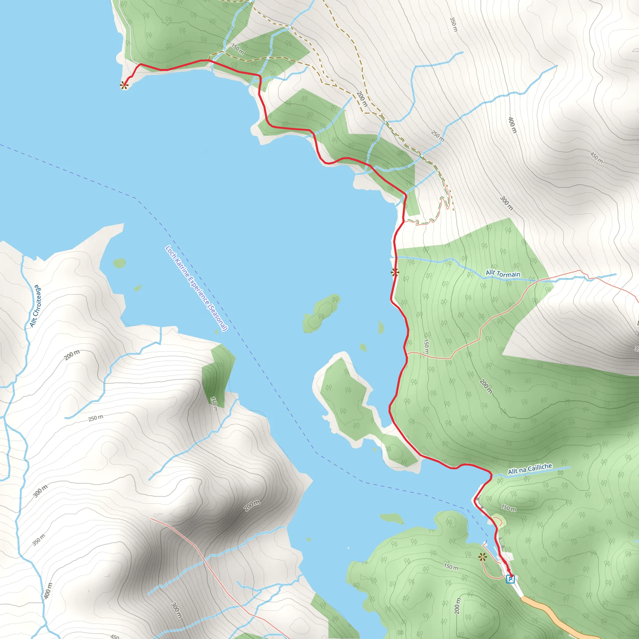 Brenachoile Viewpoint via Loch Katrine mobile static map