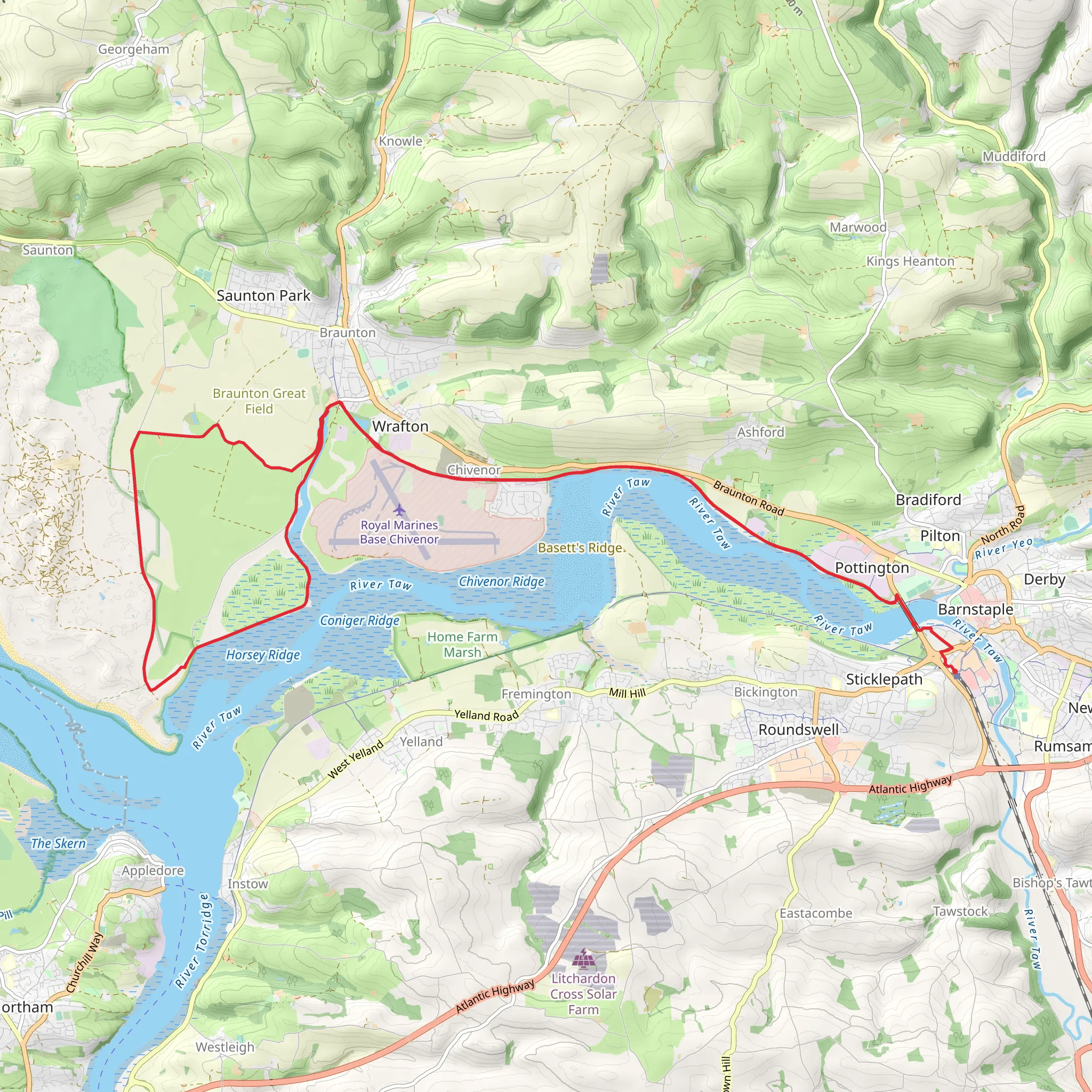 Estuary Walk from Barnstaple Station mobile static map
