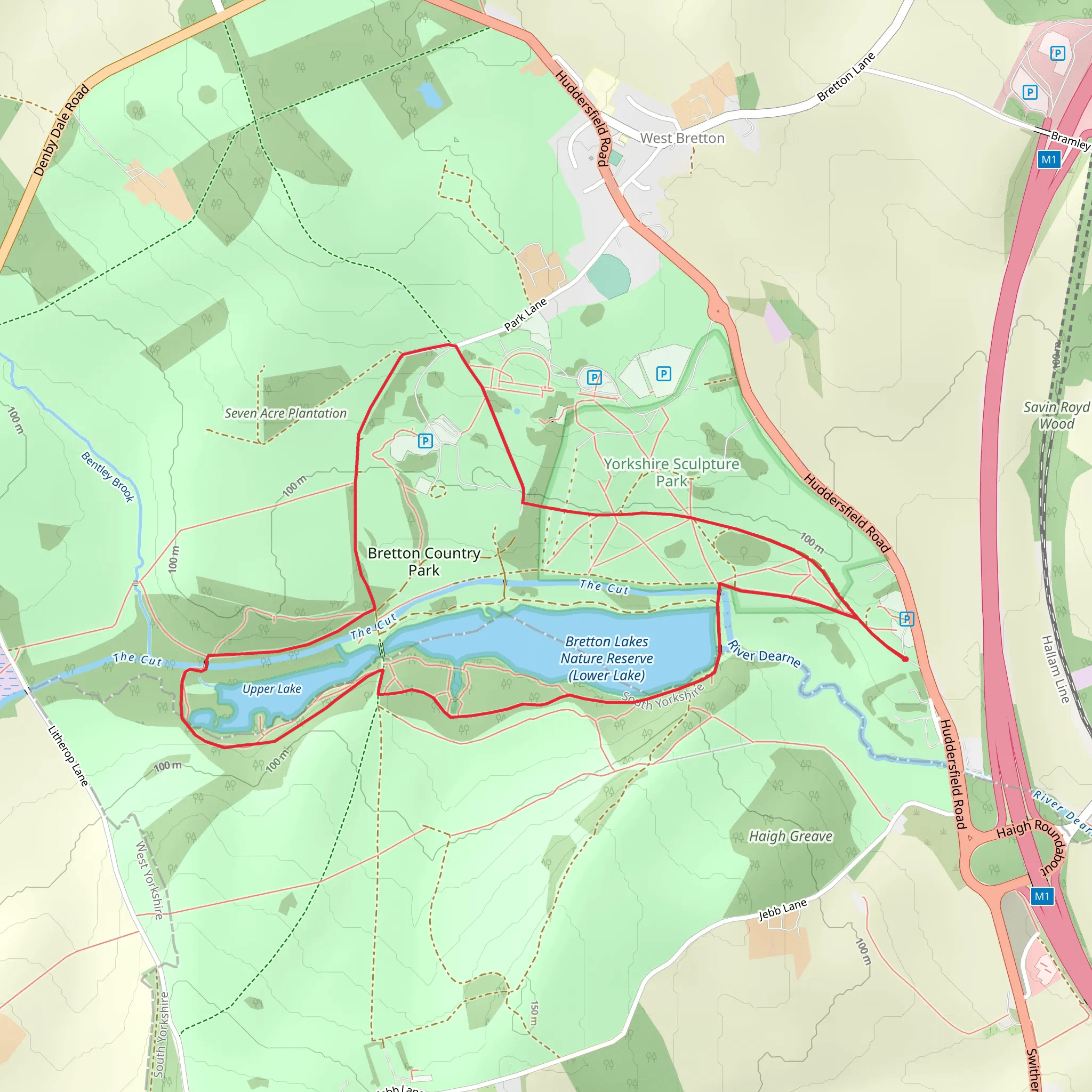 Bretton Country Park Loop mobile static map