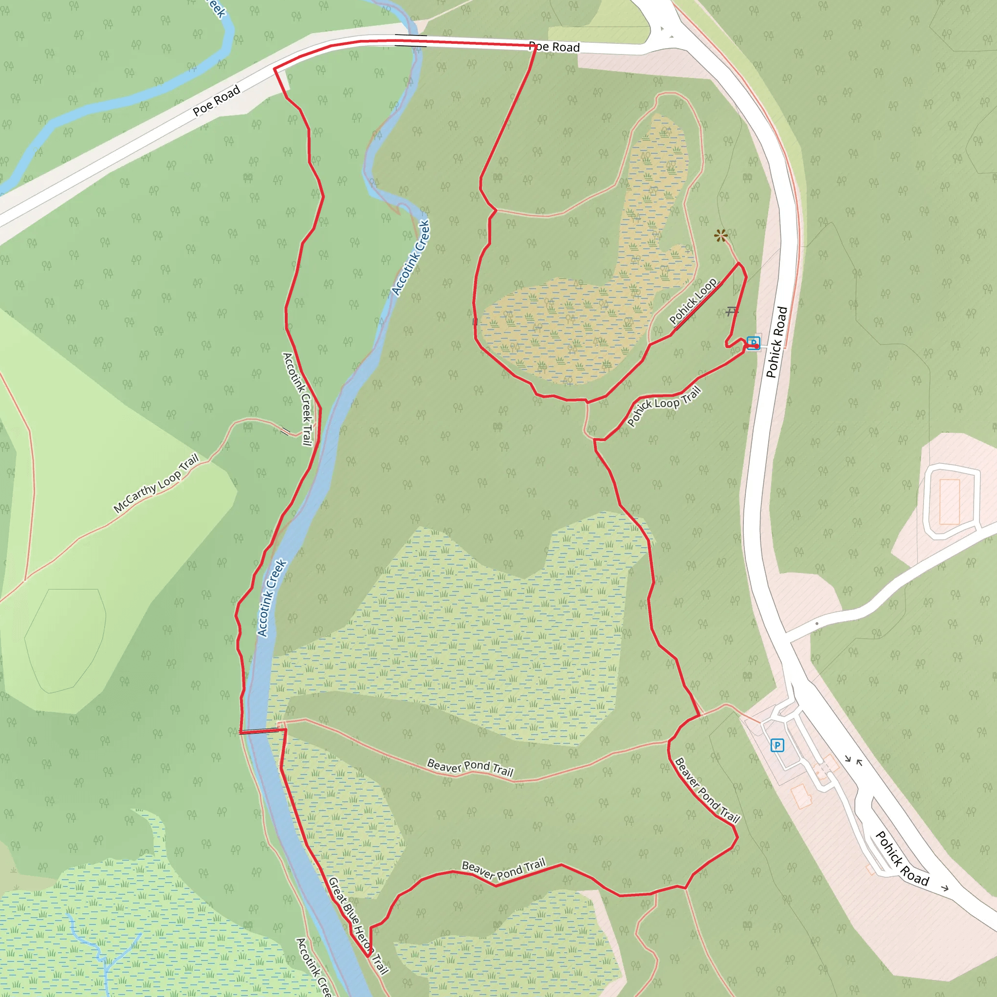 Accotink Creek, Beaver Pond Trail and Wetland Trail mobile static map