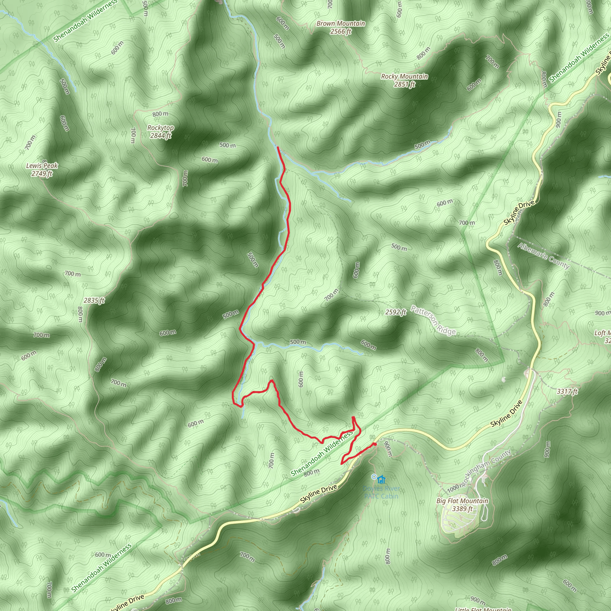 Big Run Loop and Big Run Portal Trail mobile static map