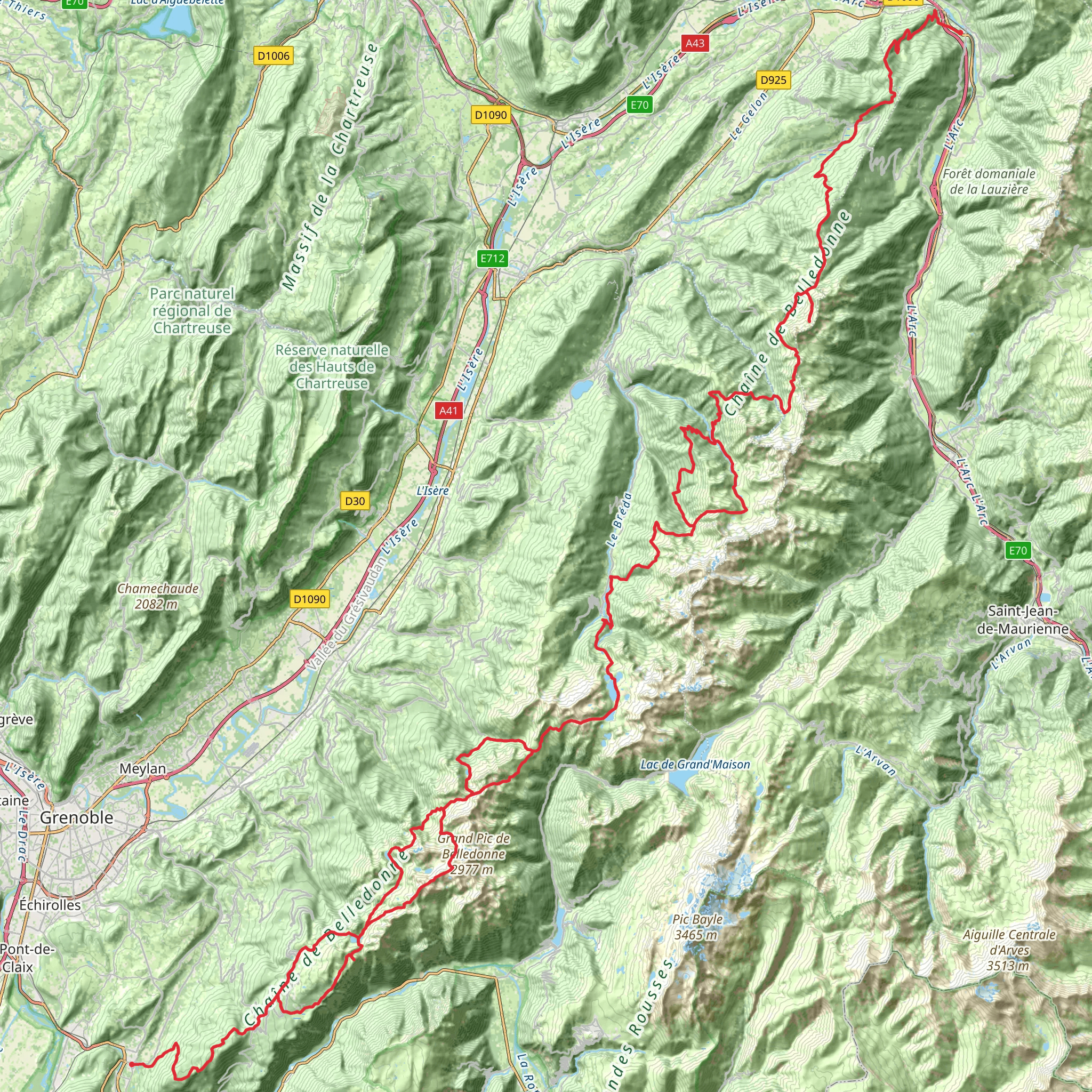 GR 738 - Haute Traversée de Belledonne mobile static map