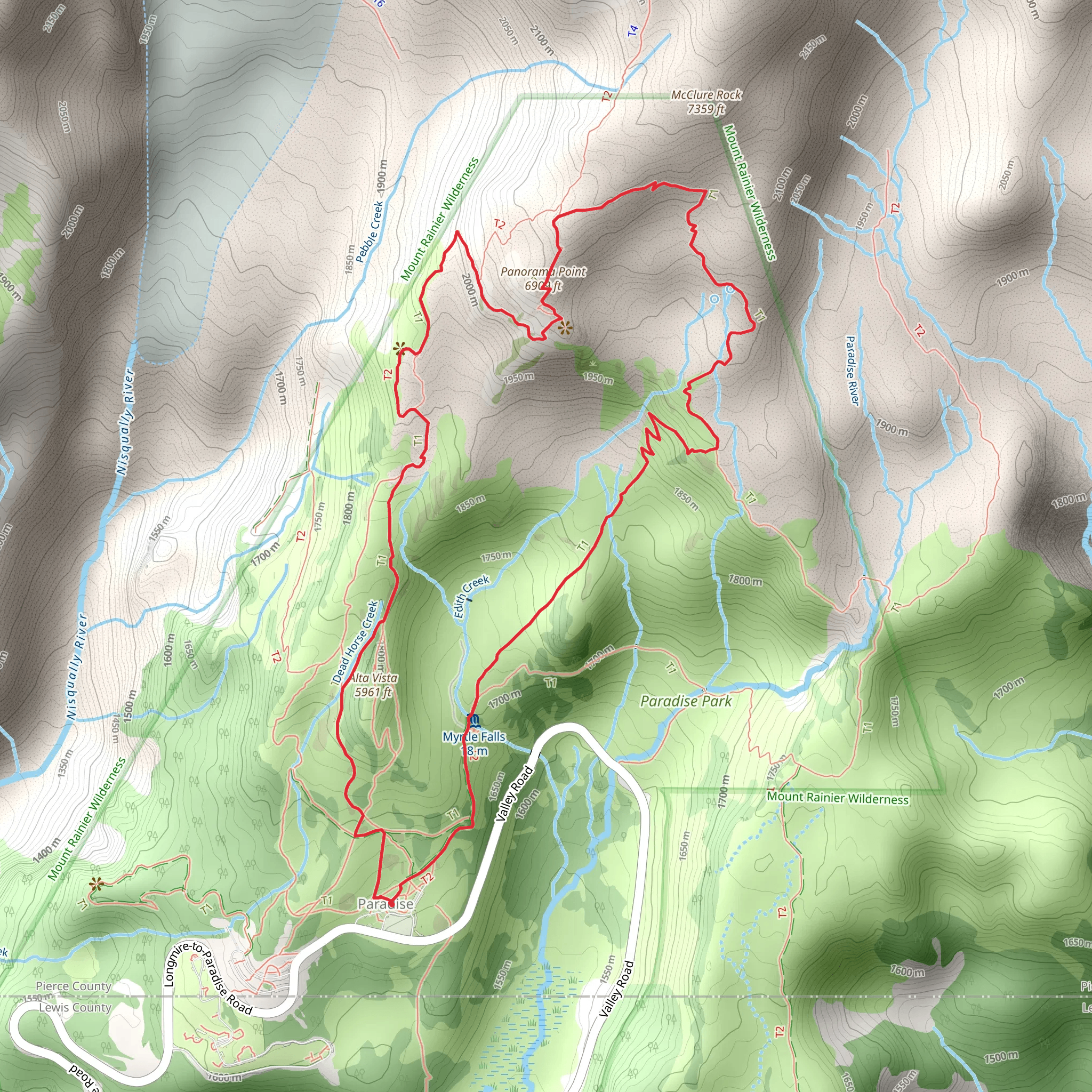 Panorama Point and McClure Rock via Skyline Trail and Golden Gate Trail mobile static map