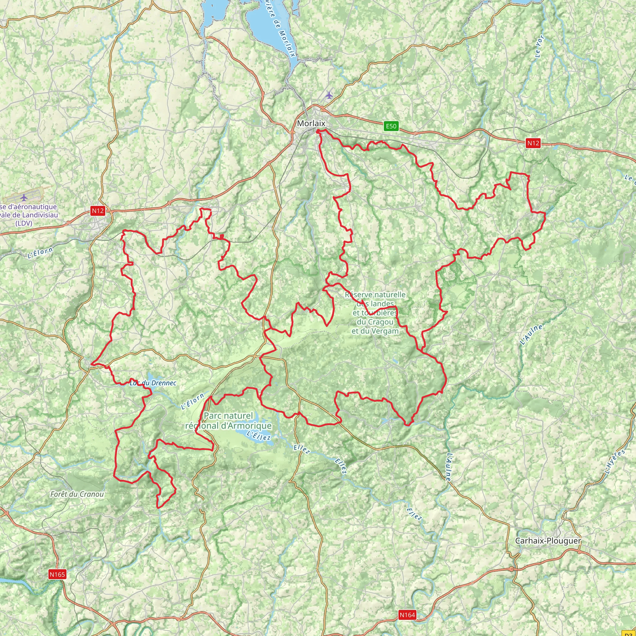 GR 380 - Tour des Monts d'Arrée mobile static map