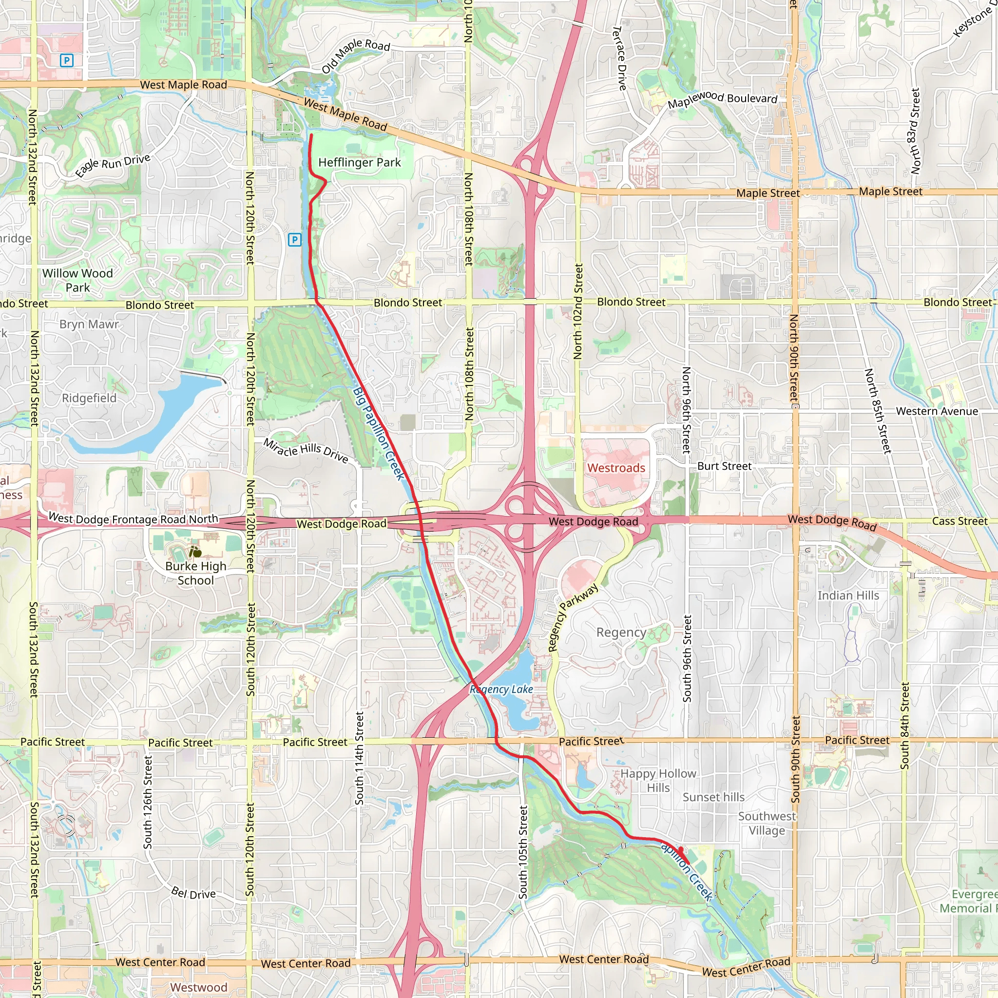 Big Papio Trail - Walnut Street mobile static map