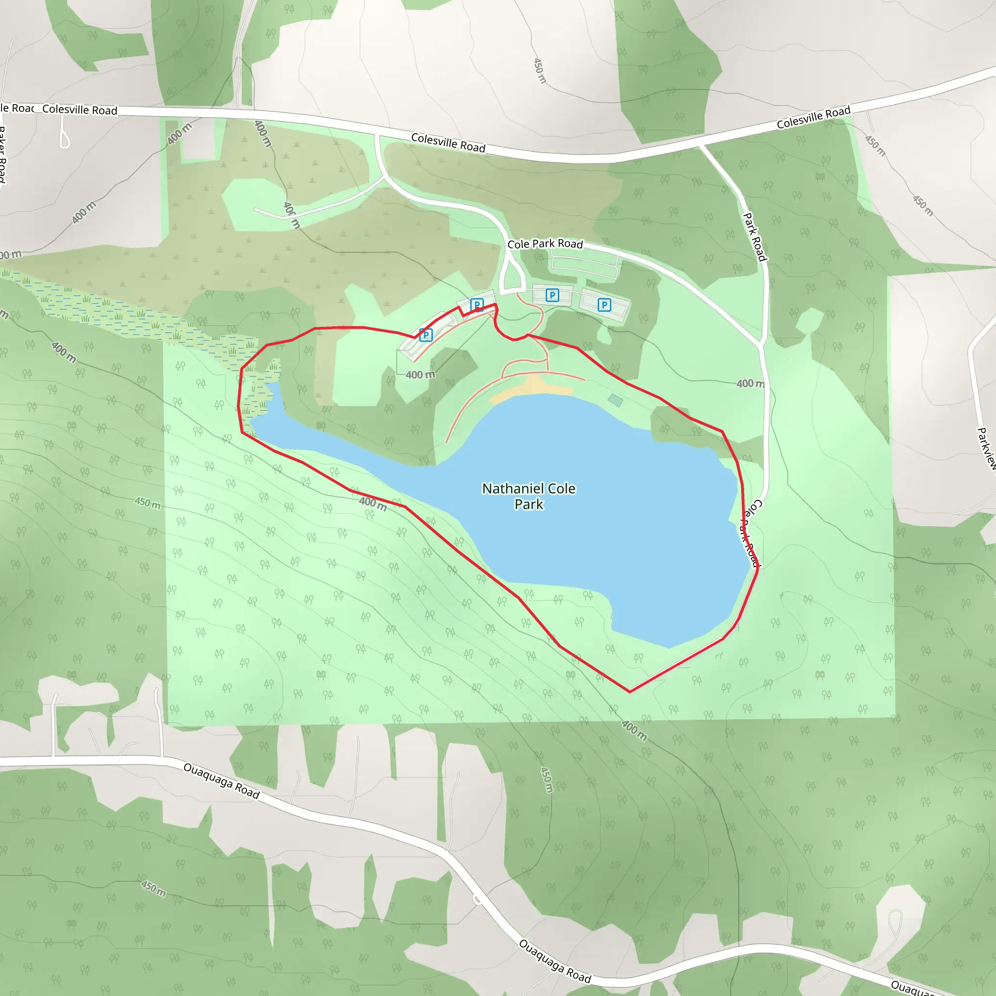 Nathaniel Cole Park Pond Loop mobile static map