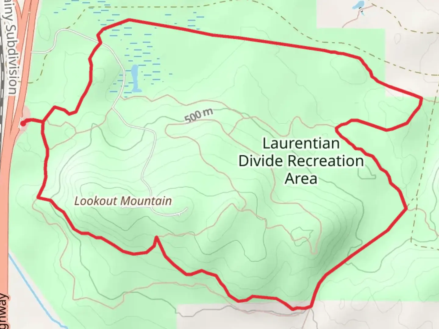 An image depicting the trail Laurentian Trail and its surrounding area.