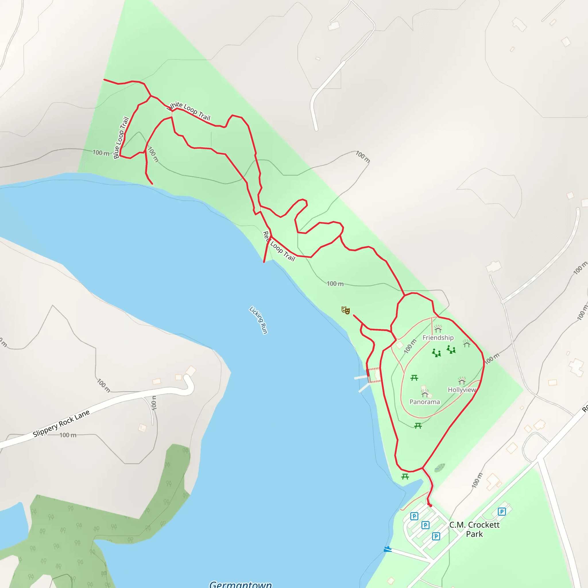 Germantown Lake - Red and Blue Loop Trail mobile static map