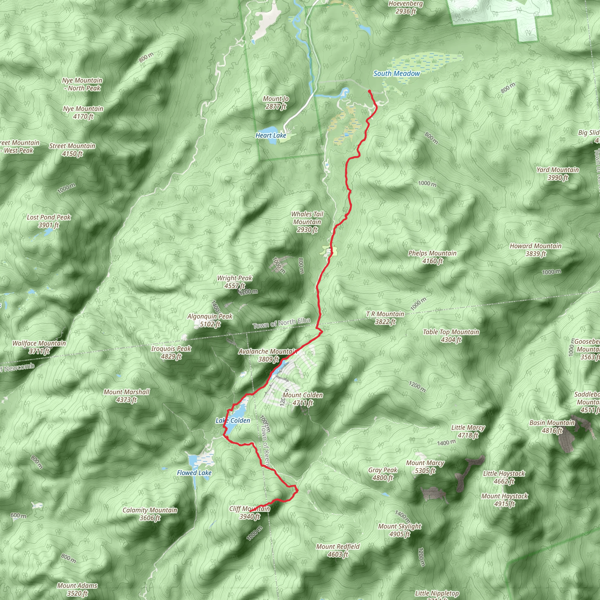 Cliff Mountain via Marcy Dam Truck TRail mobile static map