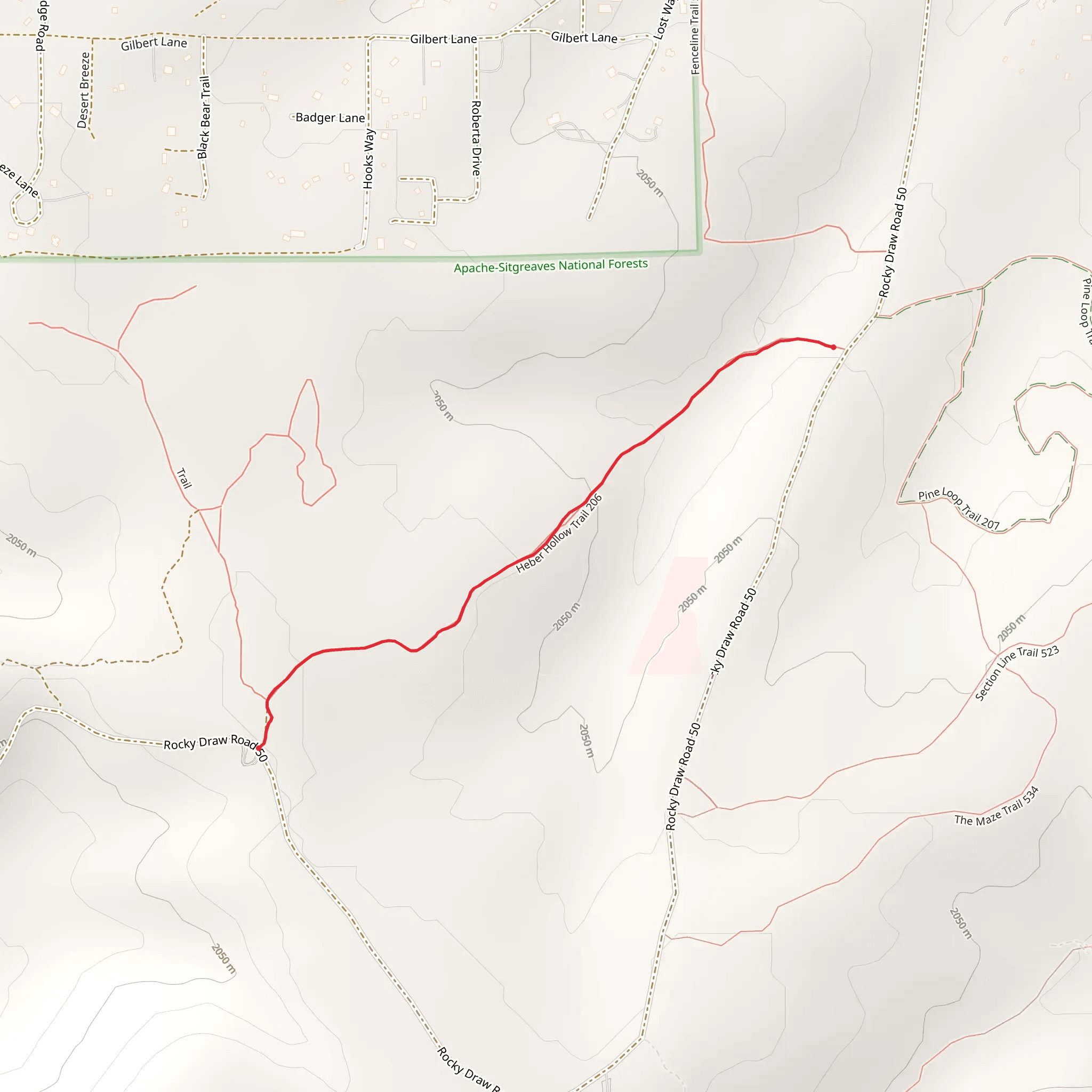 Heber Hollow Trail mobile static map