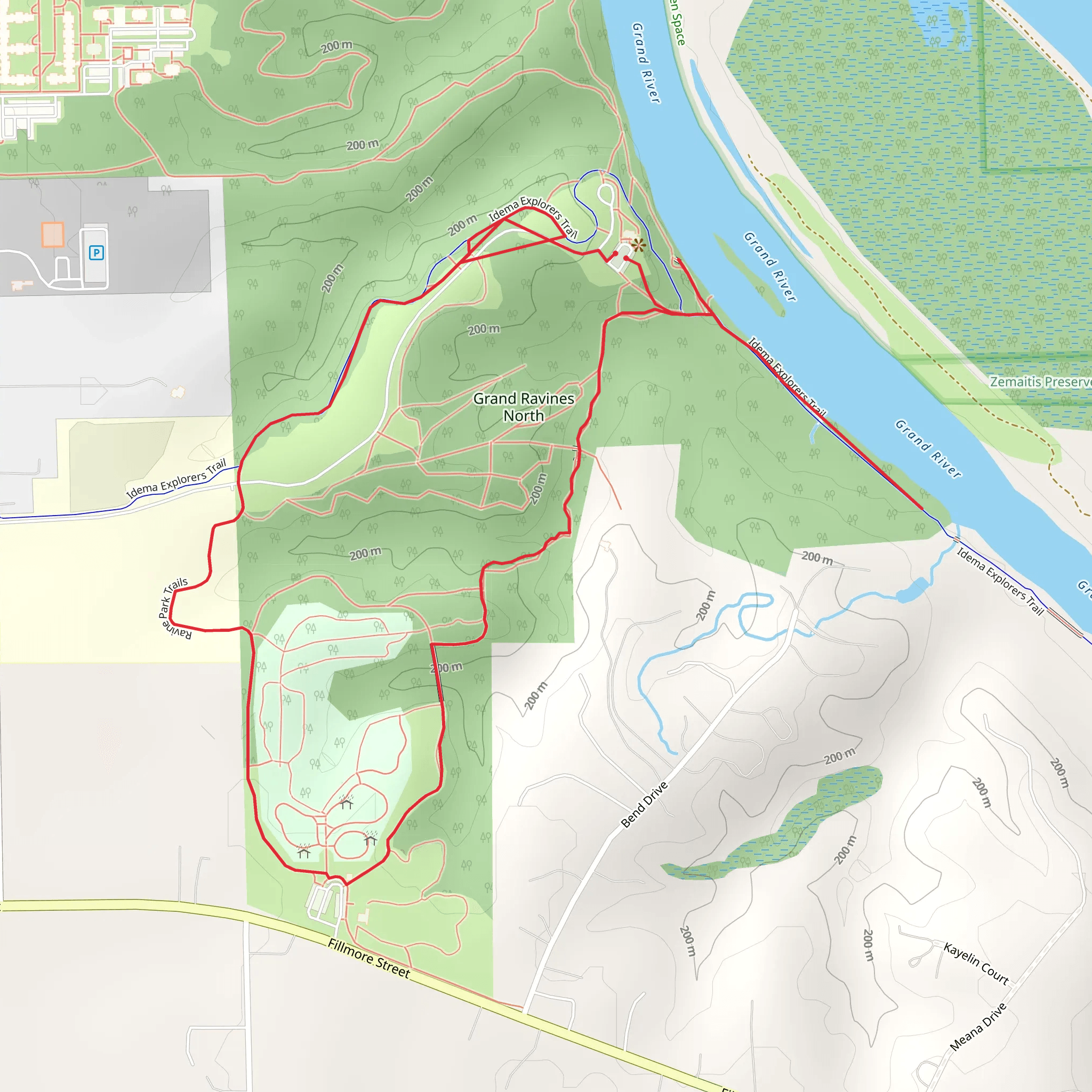 Grand Ravines South and Ravine Park Trails Loop mobile static map