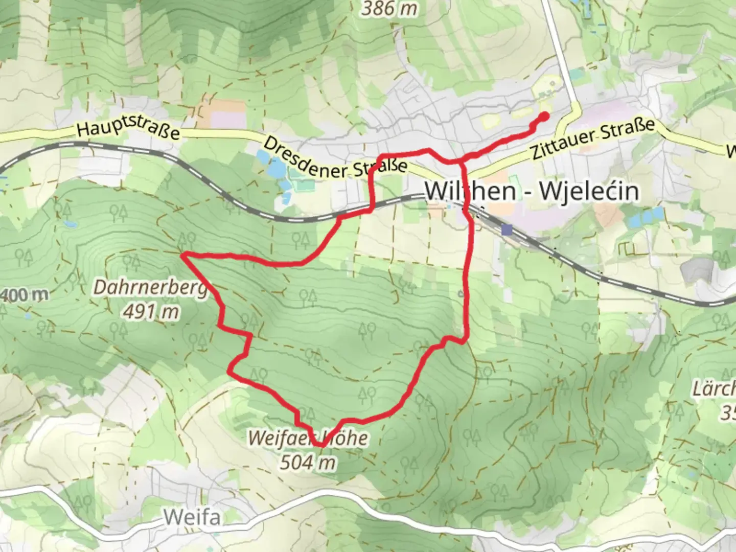 An image depicting the trail Kirchsteig and Pumphut Steig and its surrounding area.
