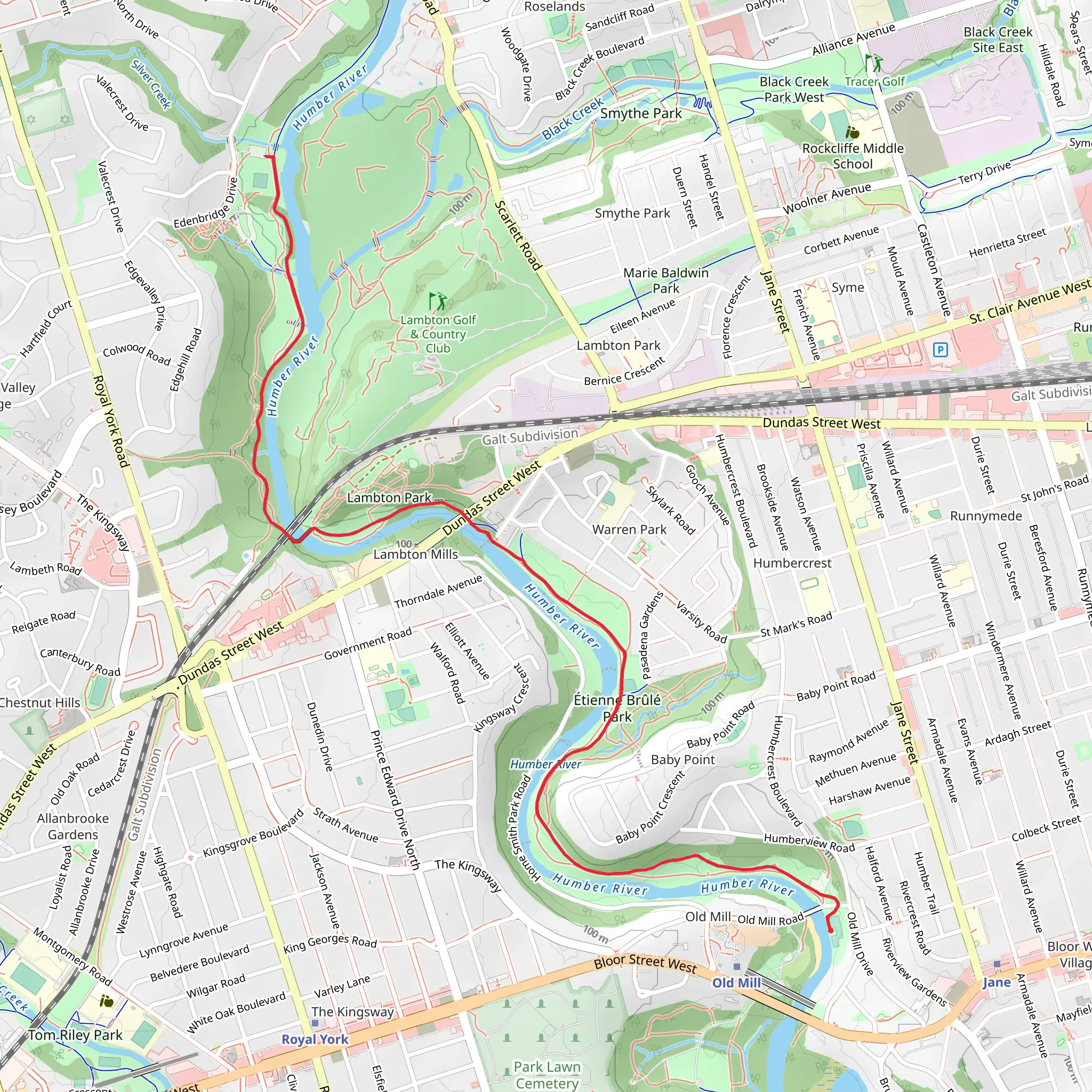 James Gardens Hike to Old Mill mobile static map