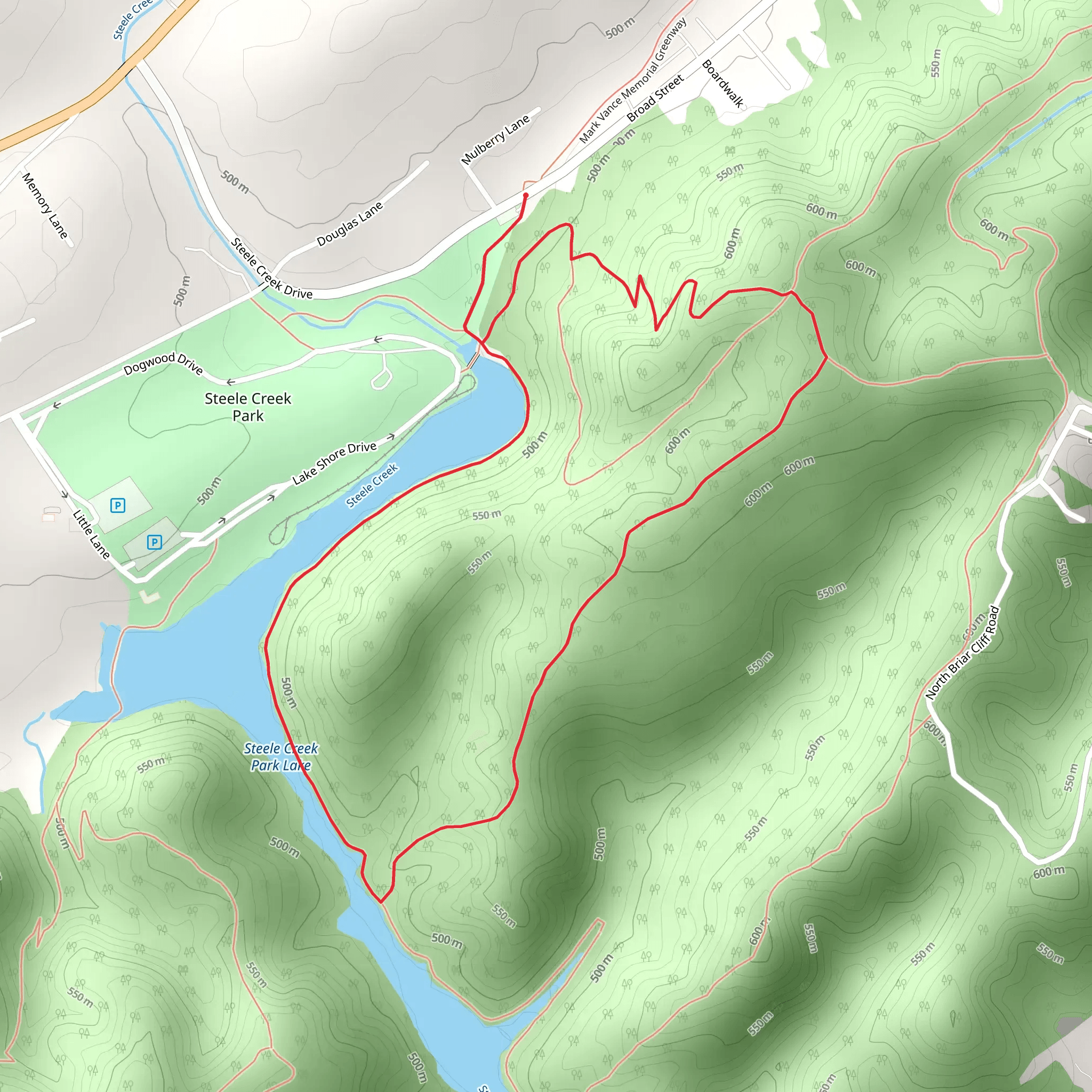 Mark Vance Memorial Greenway and Steele Creek Loop mobile static map
