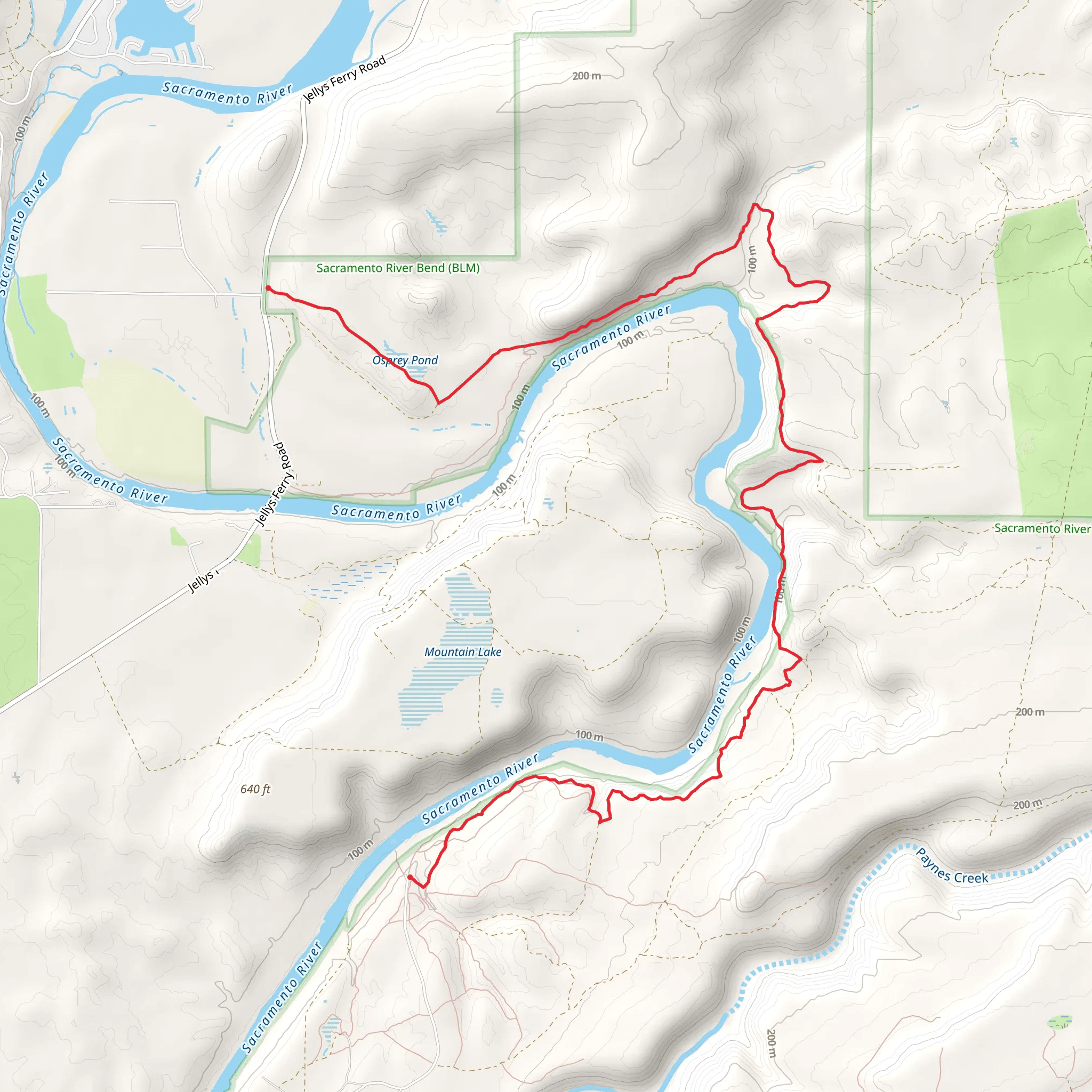Yana Trail and Massacre Flat from Bend Ferry Road mobile static map