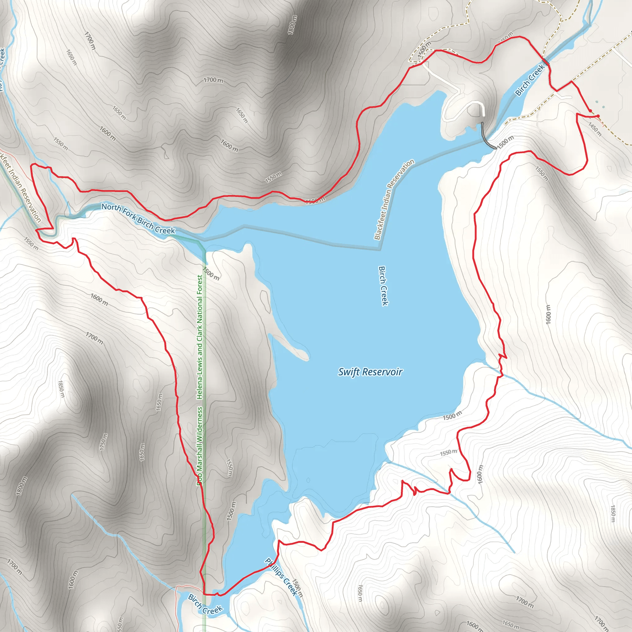 Swift Reservoir Loop mobile static map