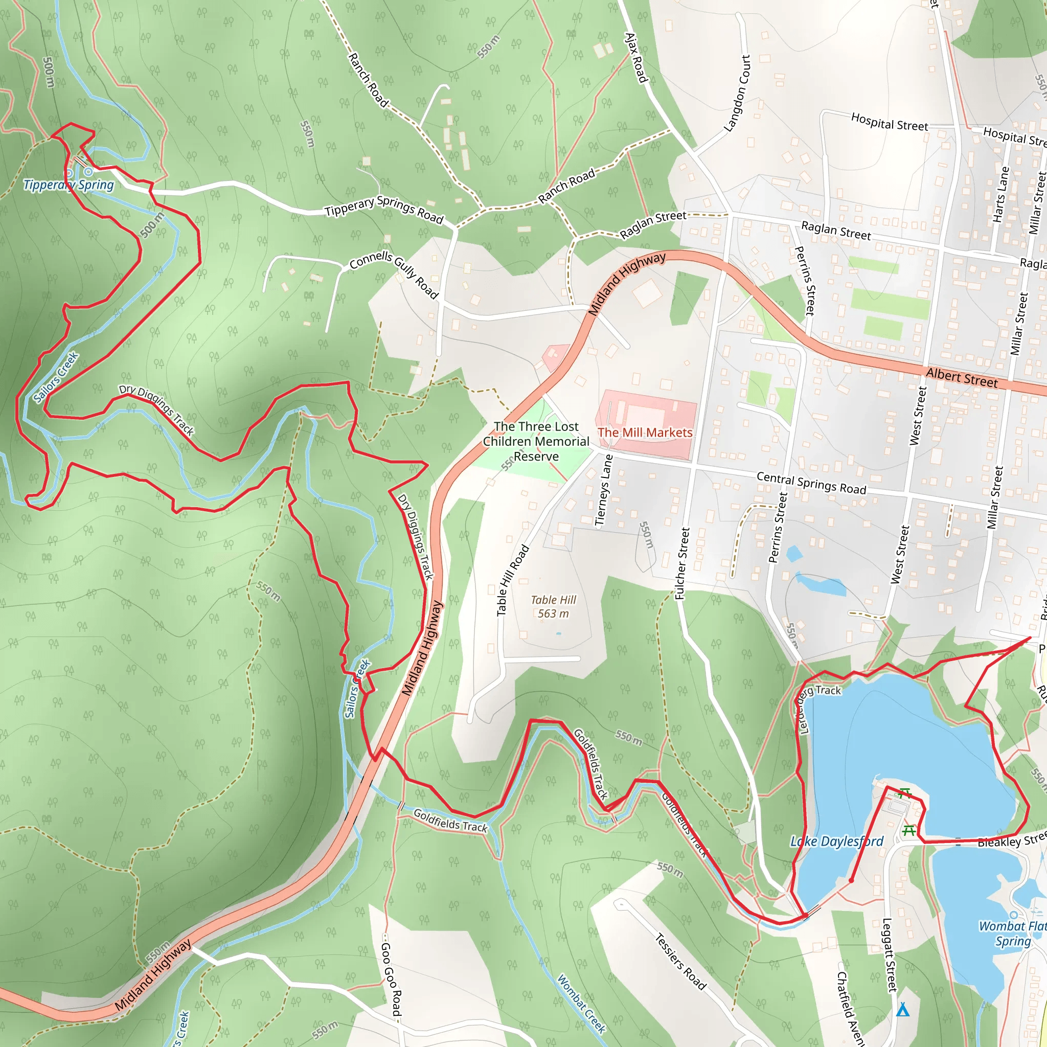 Central to Tipperary Springs Trail mobile static map