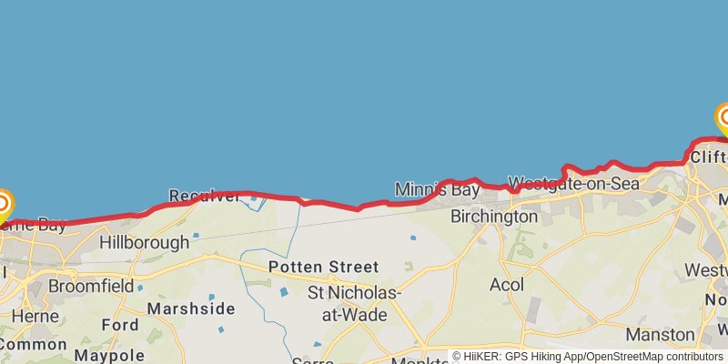 Camber to Dartford Station Walk via England Coast Path stage 6 Map