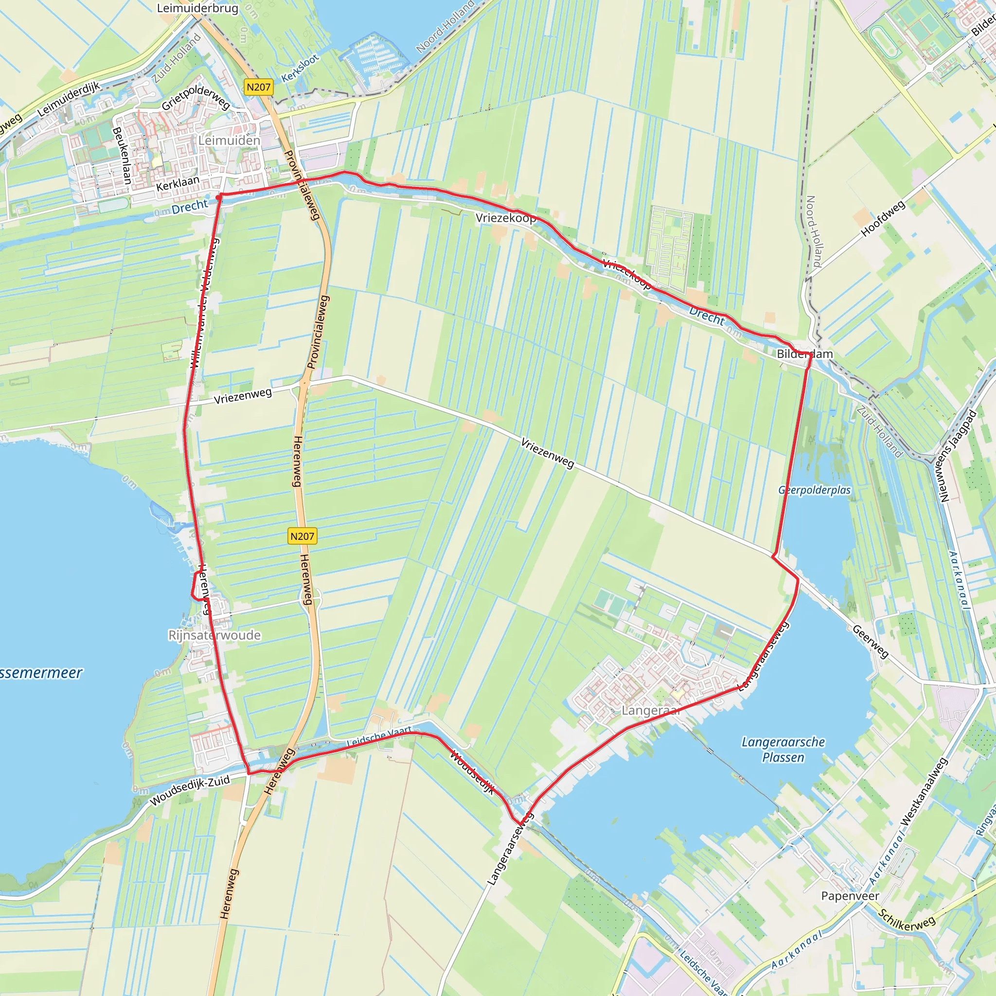 Generaal van Merle Weg and Langeraarse Weg Loop mobile static map