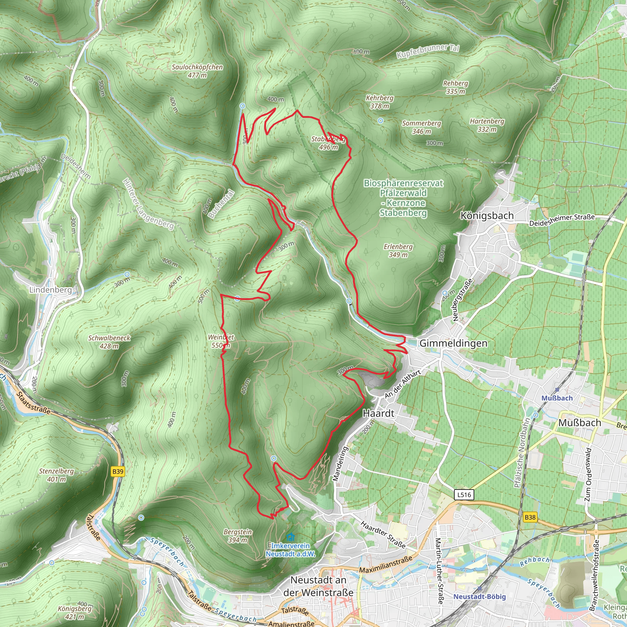 Weinbiet and Stabenberg Loop mobile static map