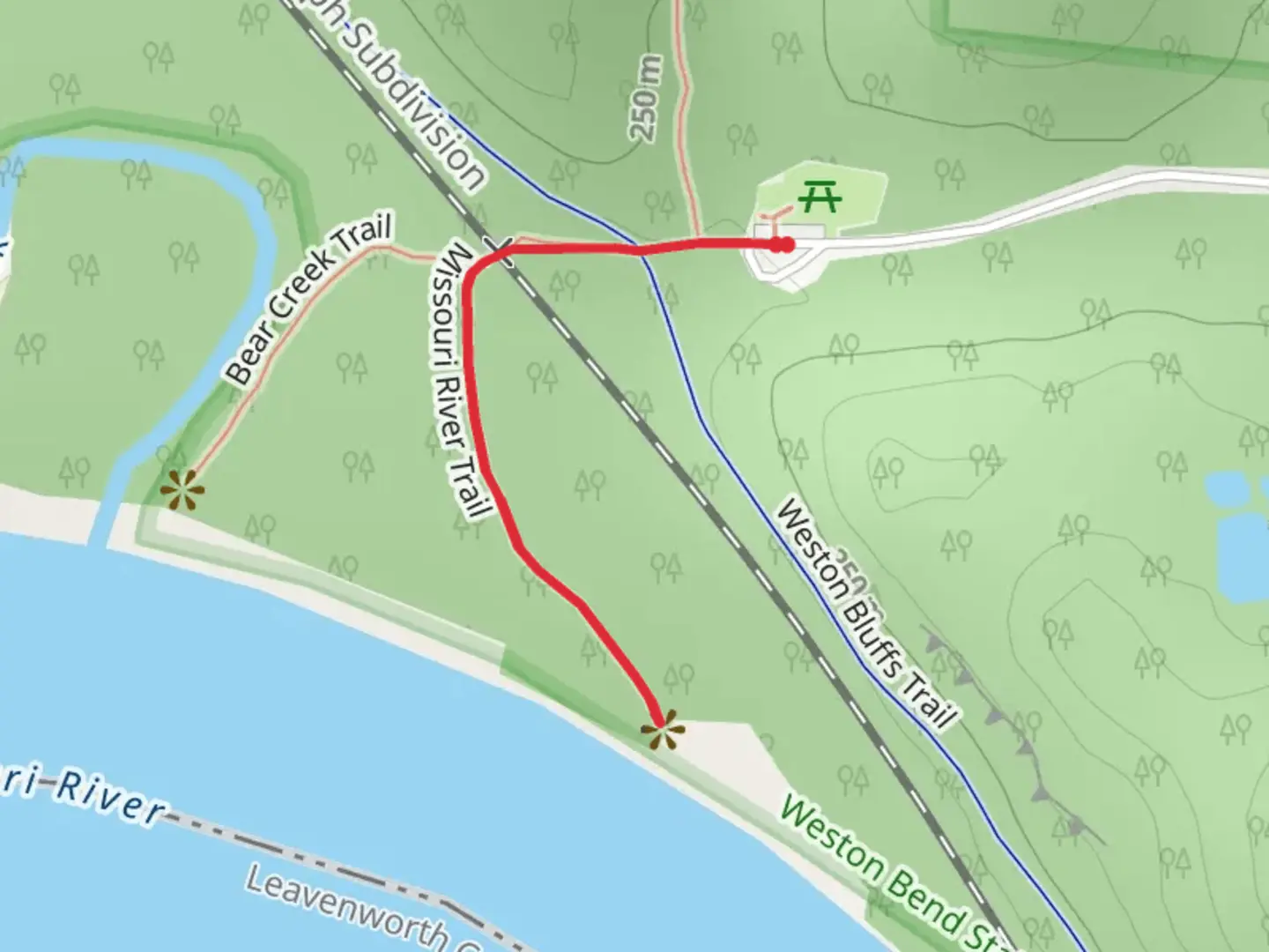 An image depicting the trail Missouri River Trail and its surrounding area.