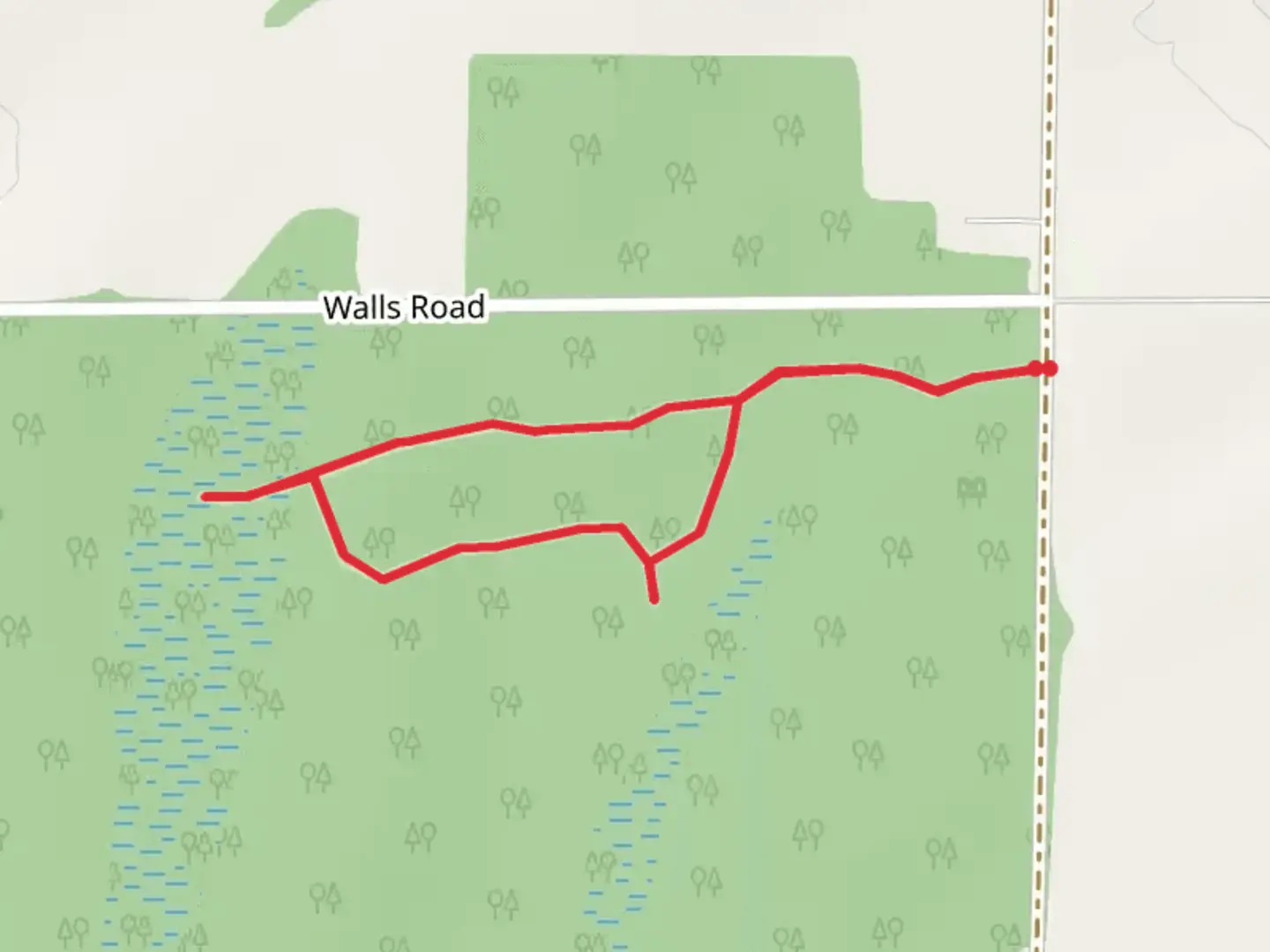 An image depicting the trail Raben Road Loop and its surrounding area.