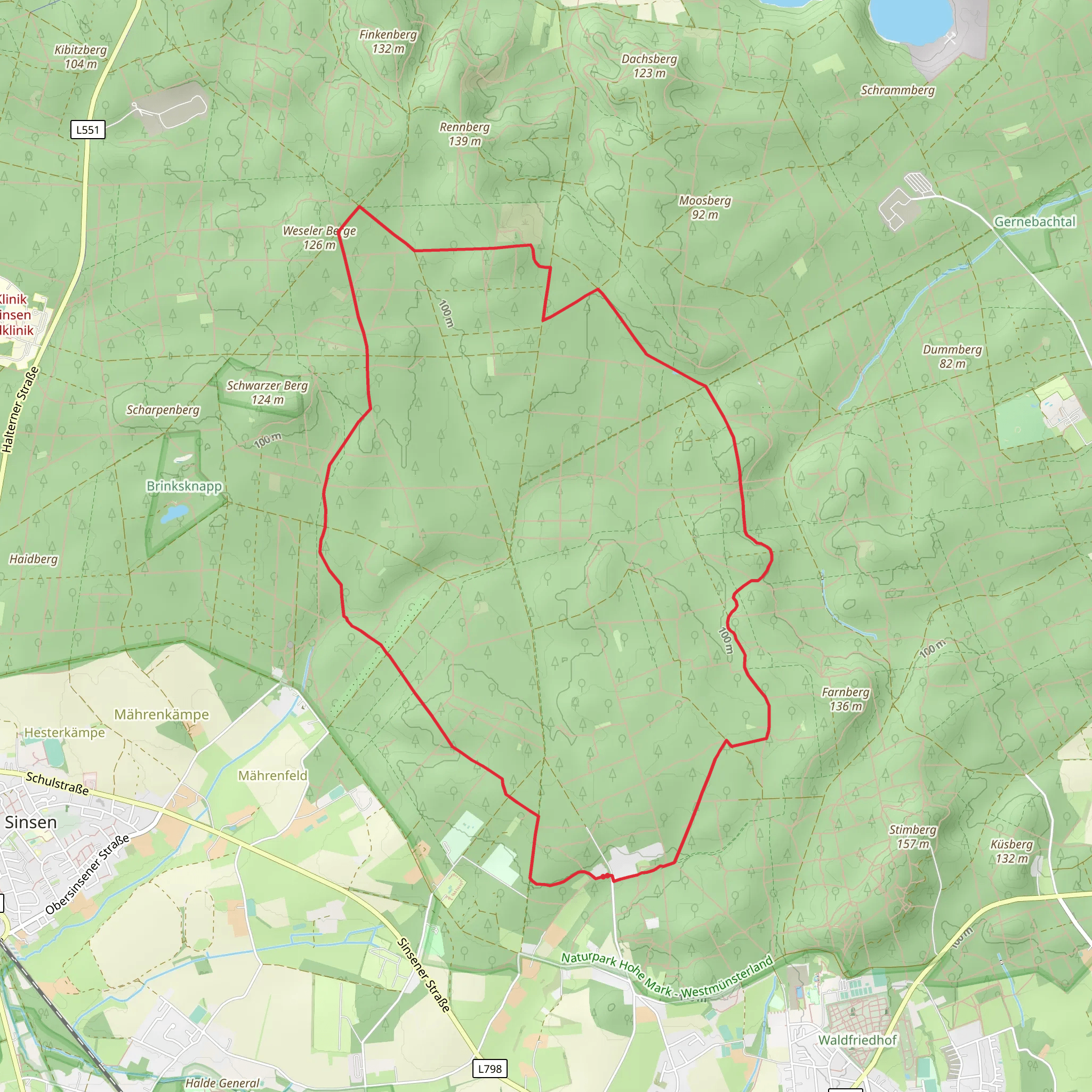 Weseler Berge Loop mobile static map