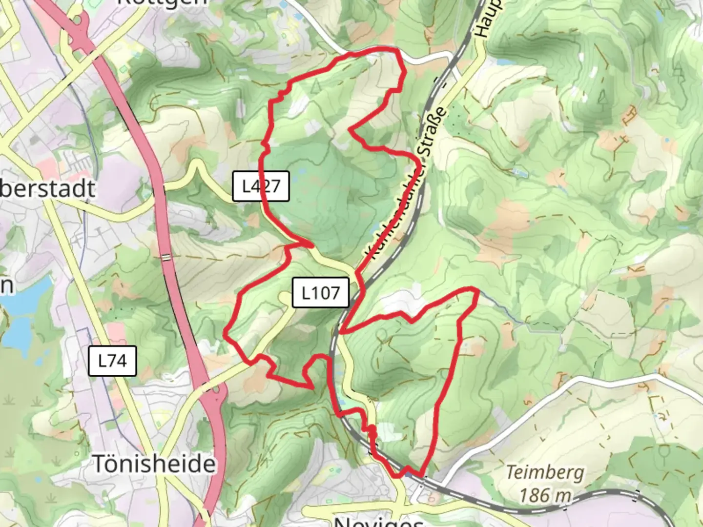 An image depicting the trail Dom Rundweg A3 and Bergischer Weg and its surrounding area.