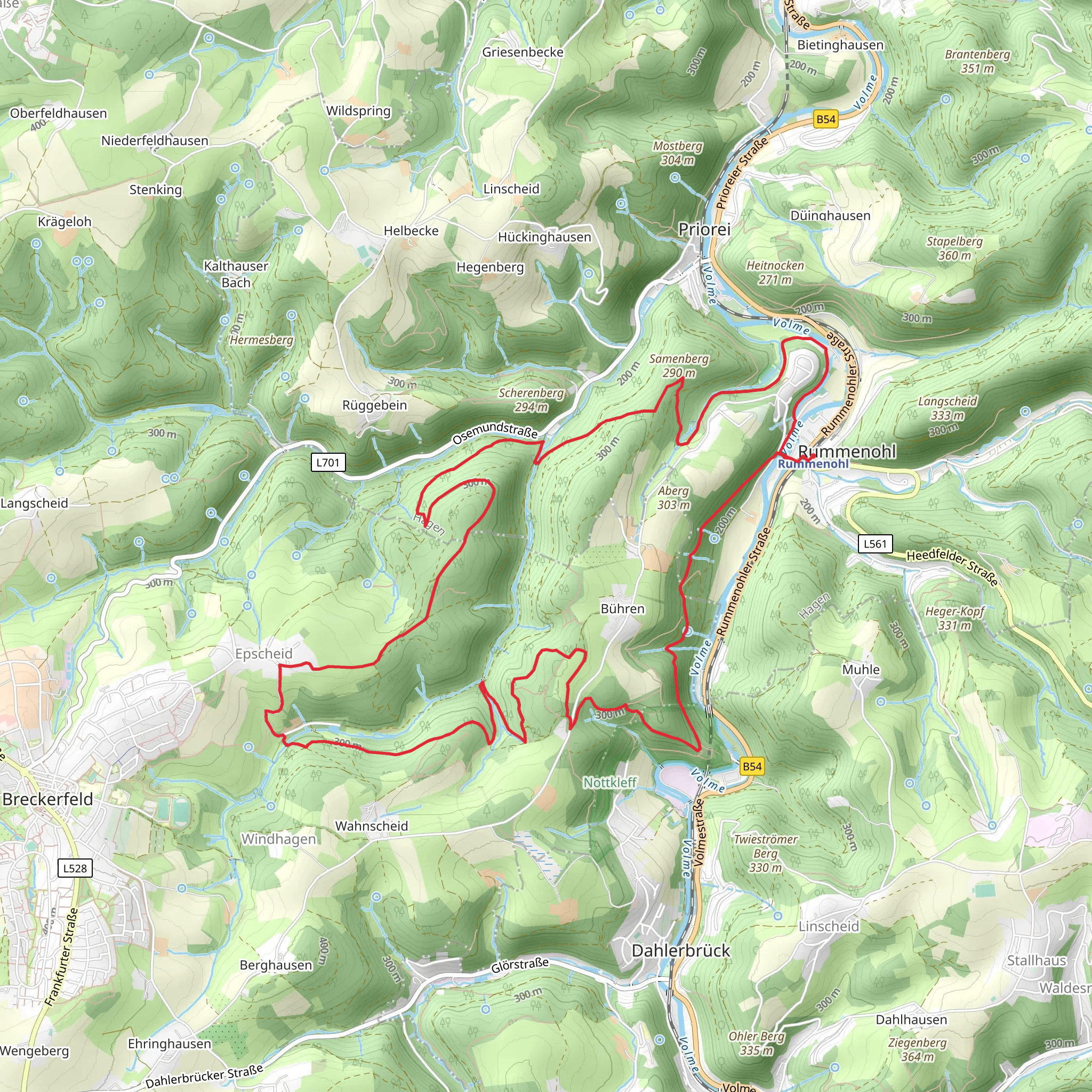 Samenberg, Reckhammer and Epscheider Mühle Loop via Rummenohl mobile static map