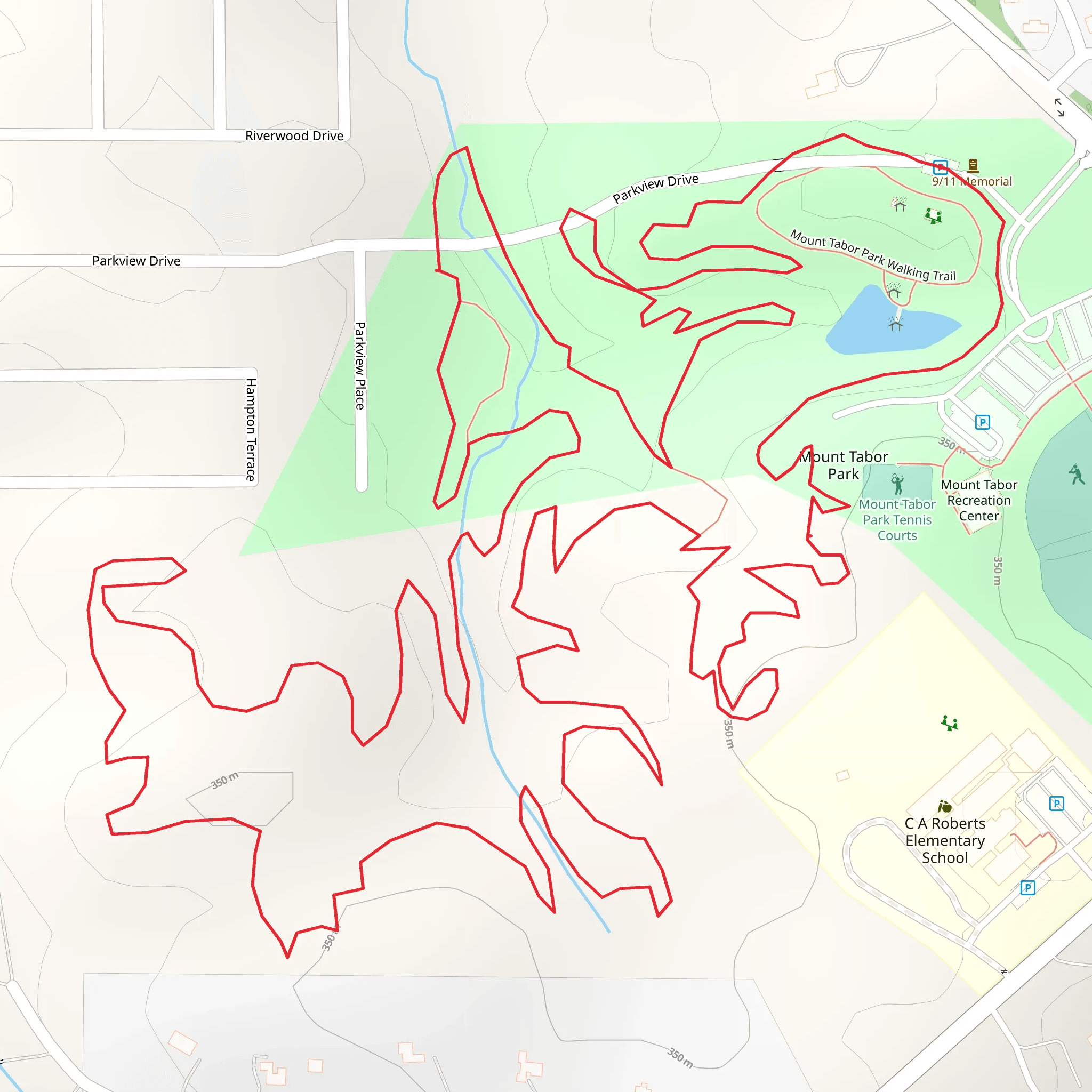 Mount Tabor Park Loop - Long mobile static map