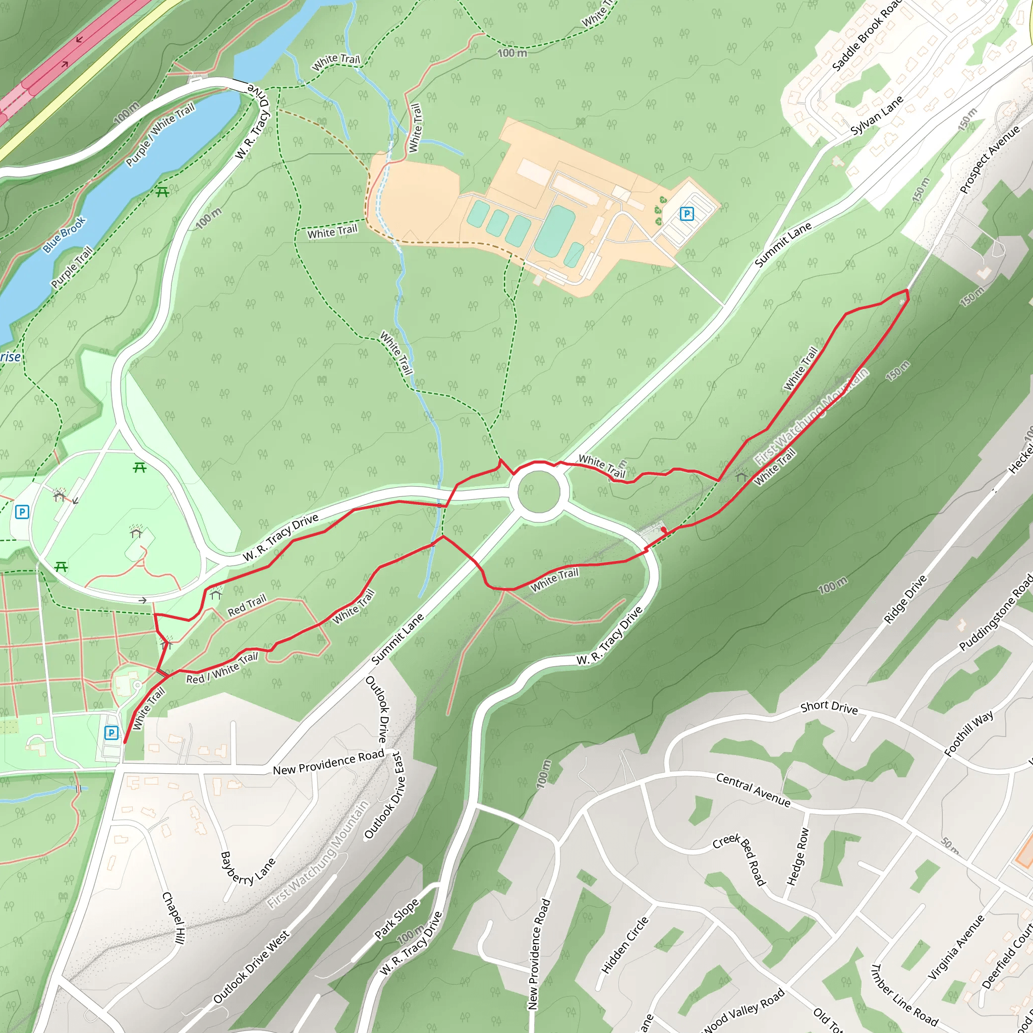 Watchung Circle - White Loop Trail mobile static map