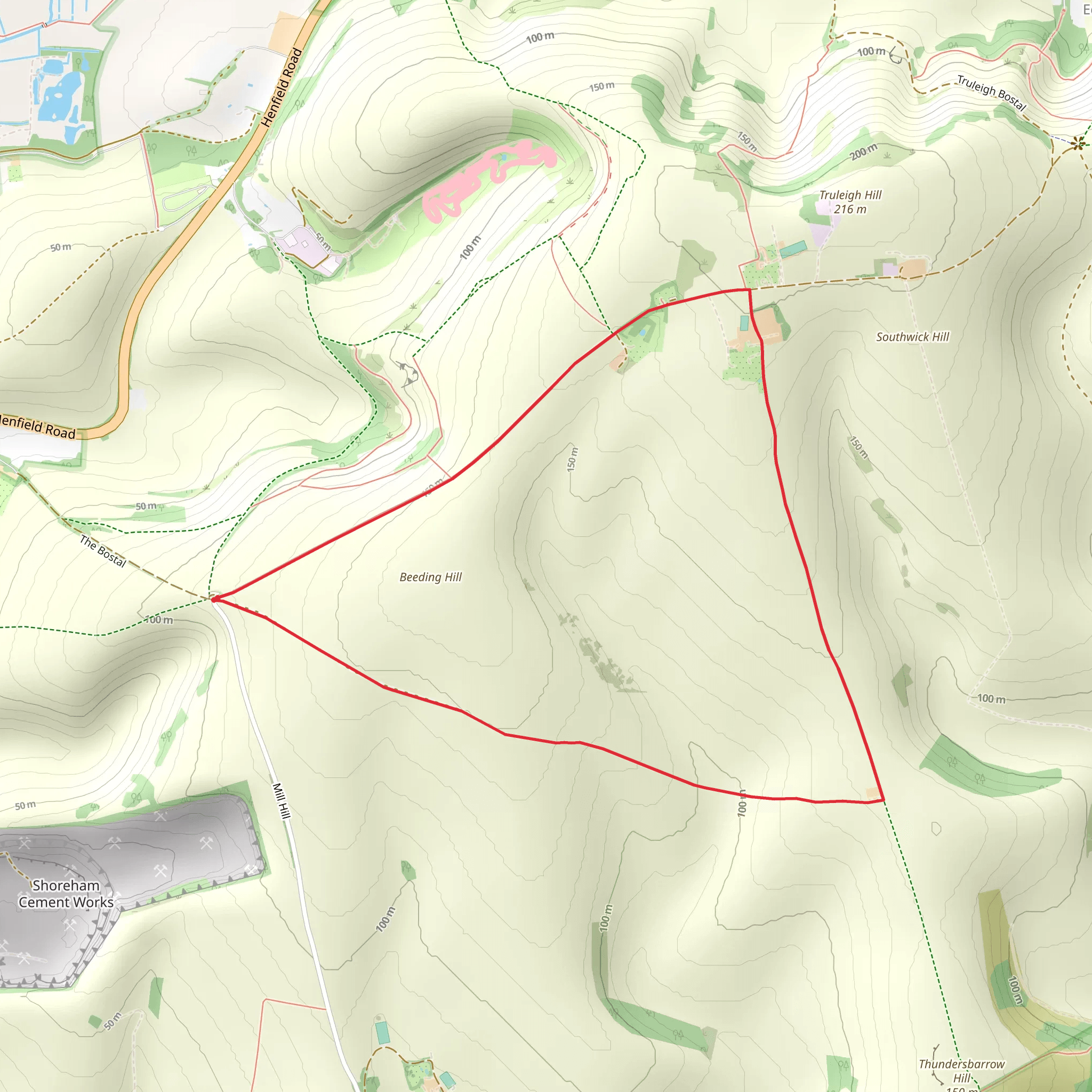 Beeding Hill and Monarch's Way mobile static map