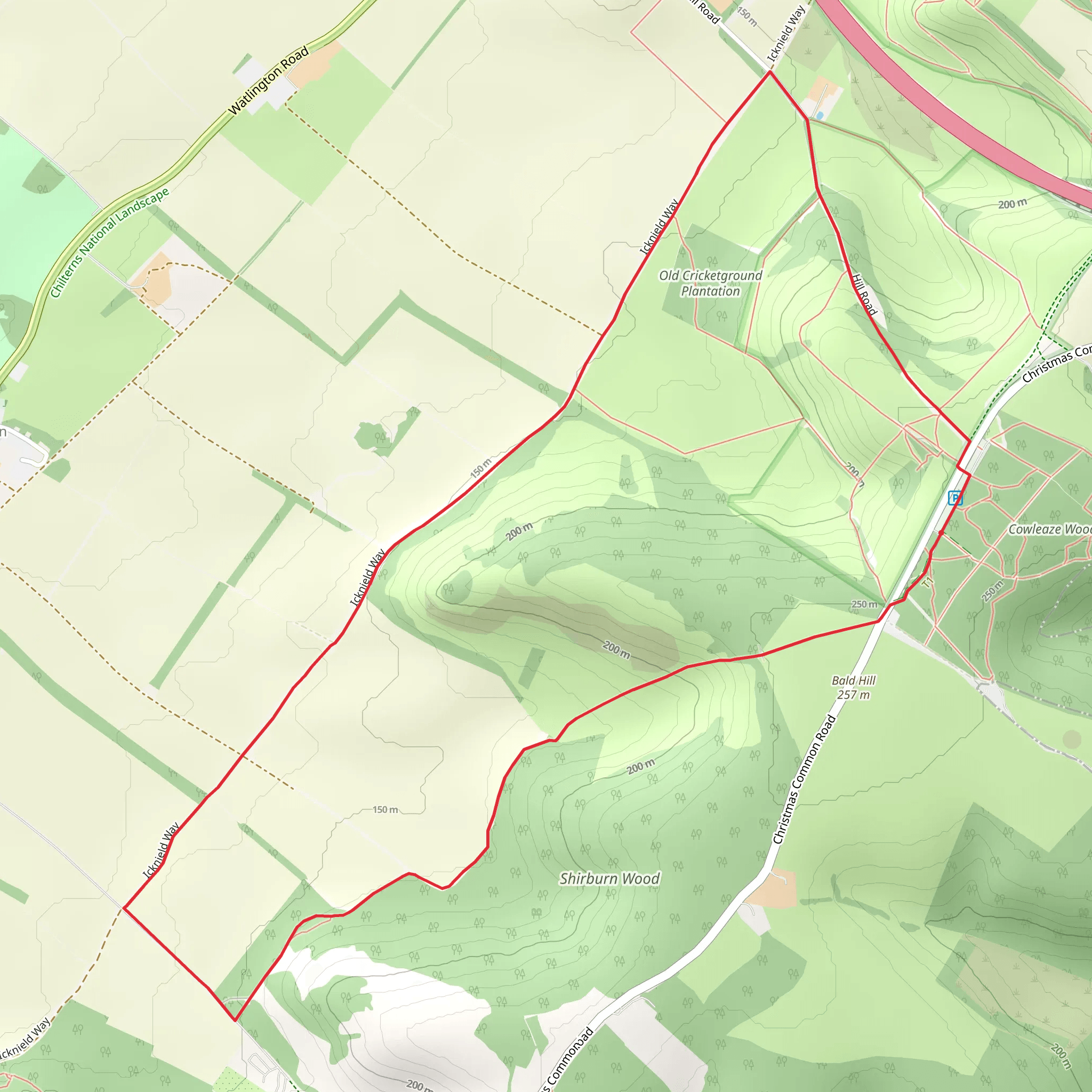 The Ridgeway and Cowleaze Wood Walk mobile static map