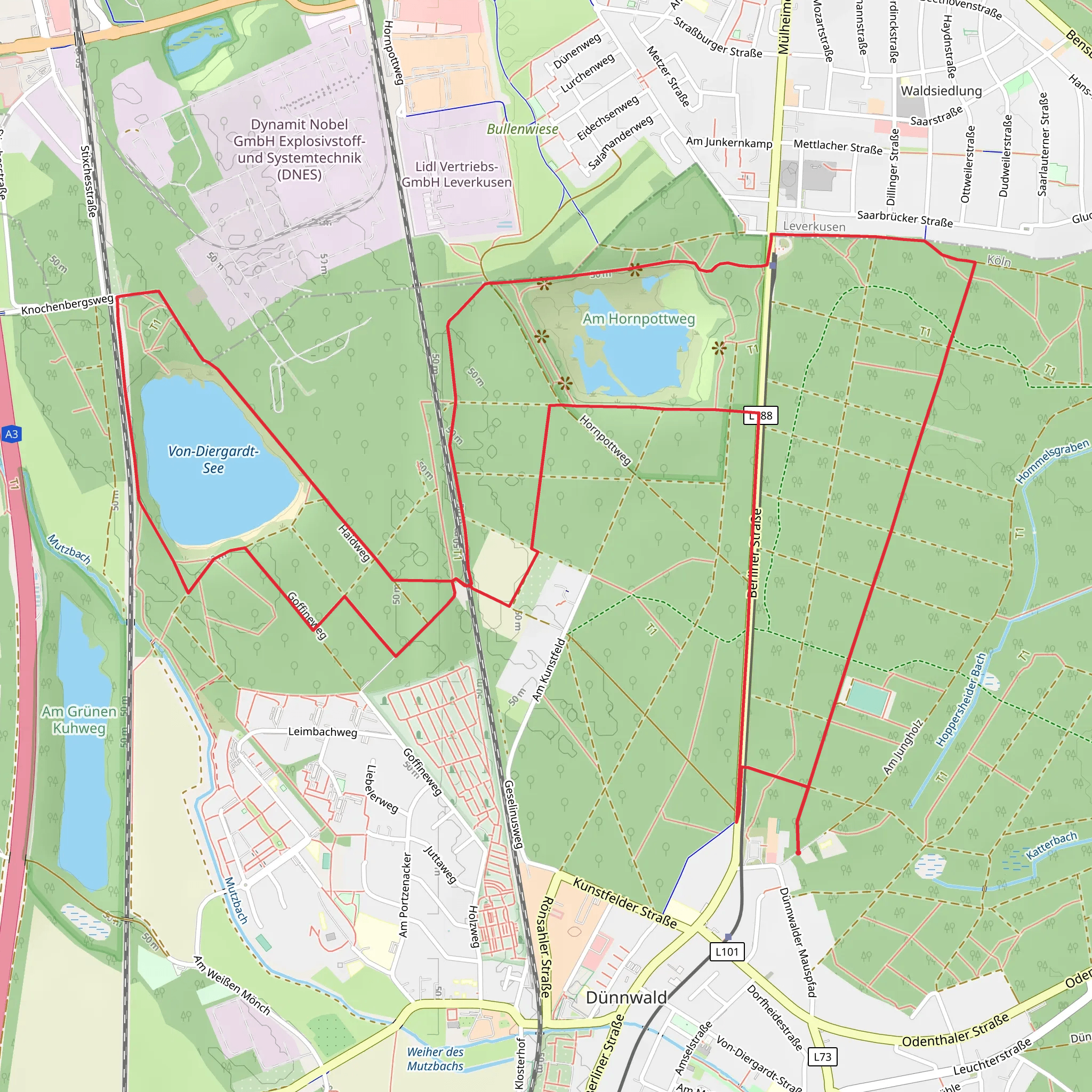 Am Hornpottweg and Von-Diergardt-See Loop mobile static map