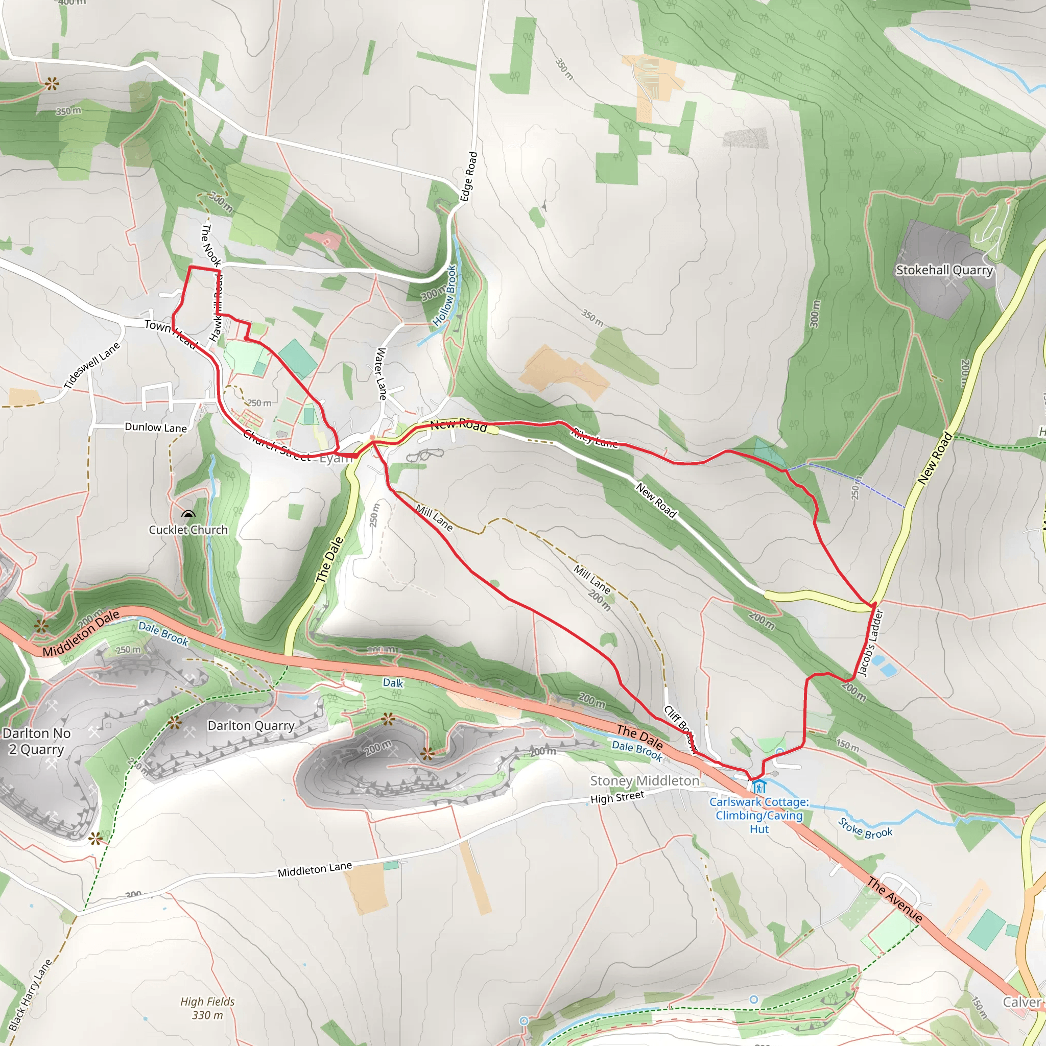 Riley Graves and Eyam Boundary Stone Loop from Hawkhill Road mobile static map