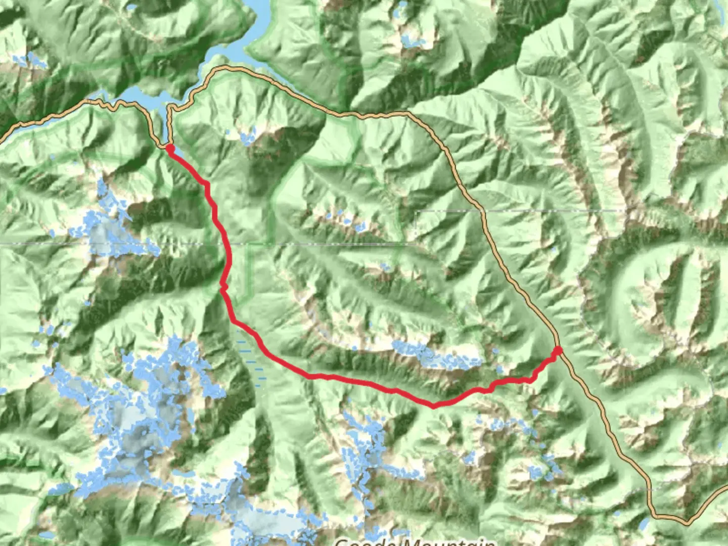 An image depicting the trail Easy Pass, Thunder Creek and Diablo Lake Trail and its surrounding area.