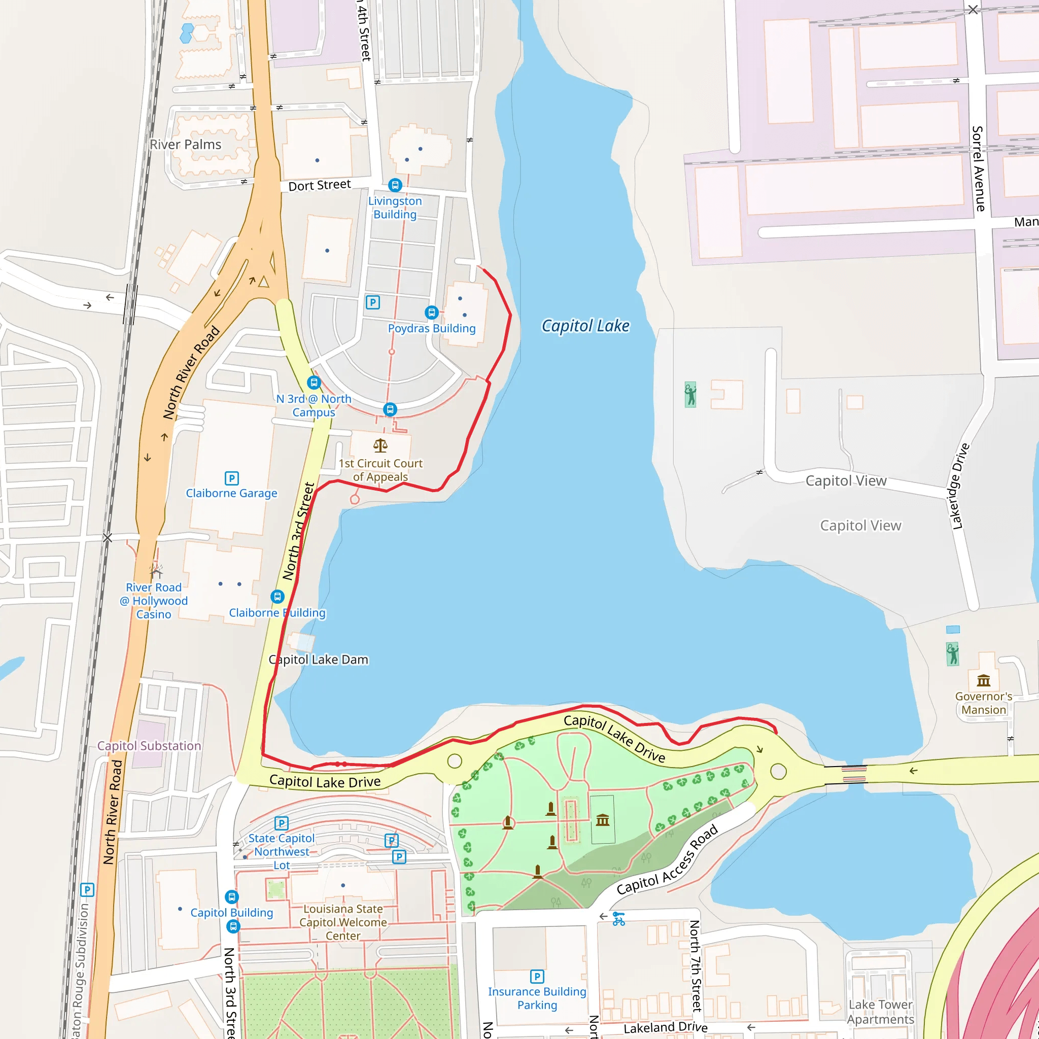 Capitol Lake East and South Trail mobile static map