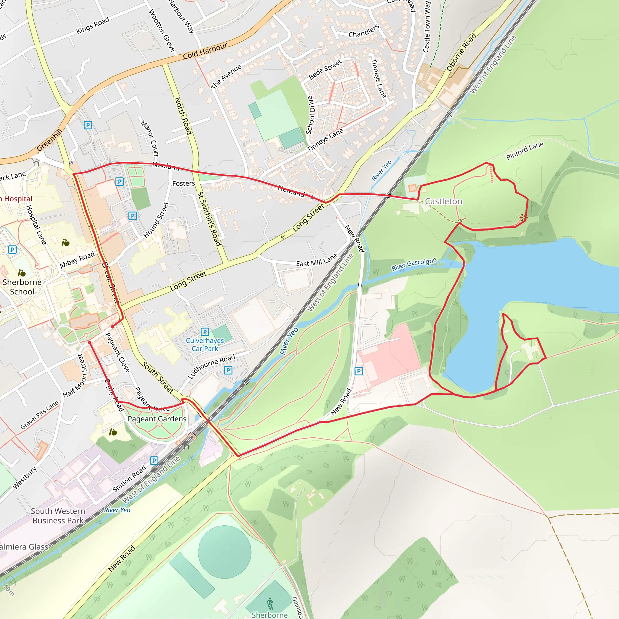 Sherborne Castle Loop mobile static map