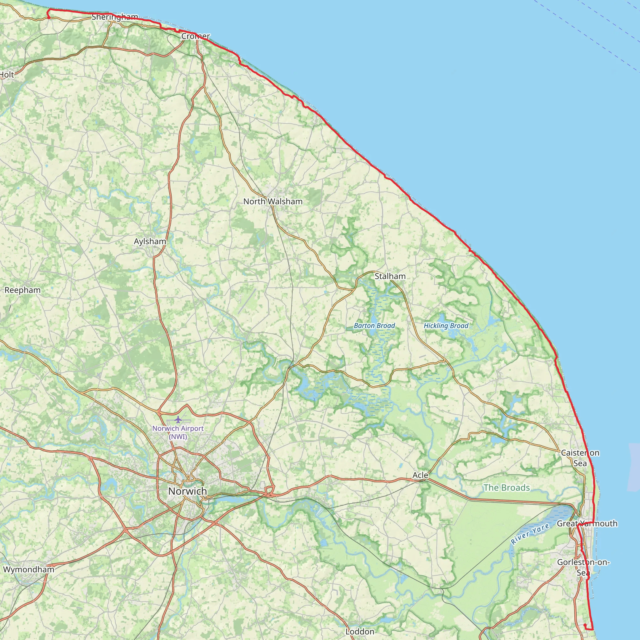England Coast Paths - Southeast N mobile static map