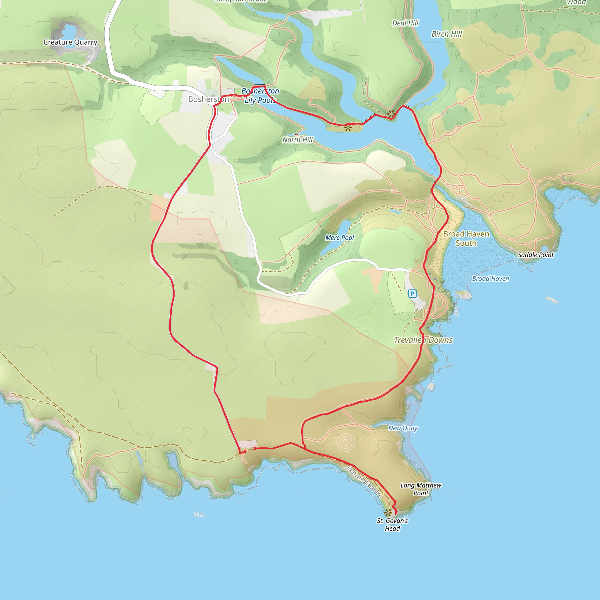 Bosherston - St Govan's mobile static map