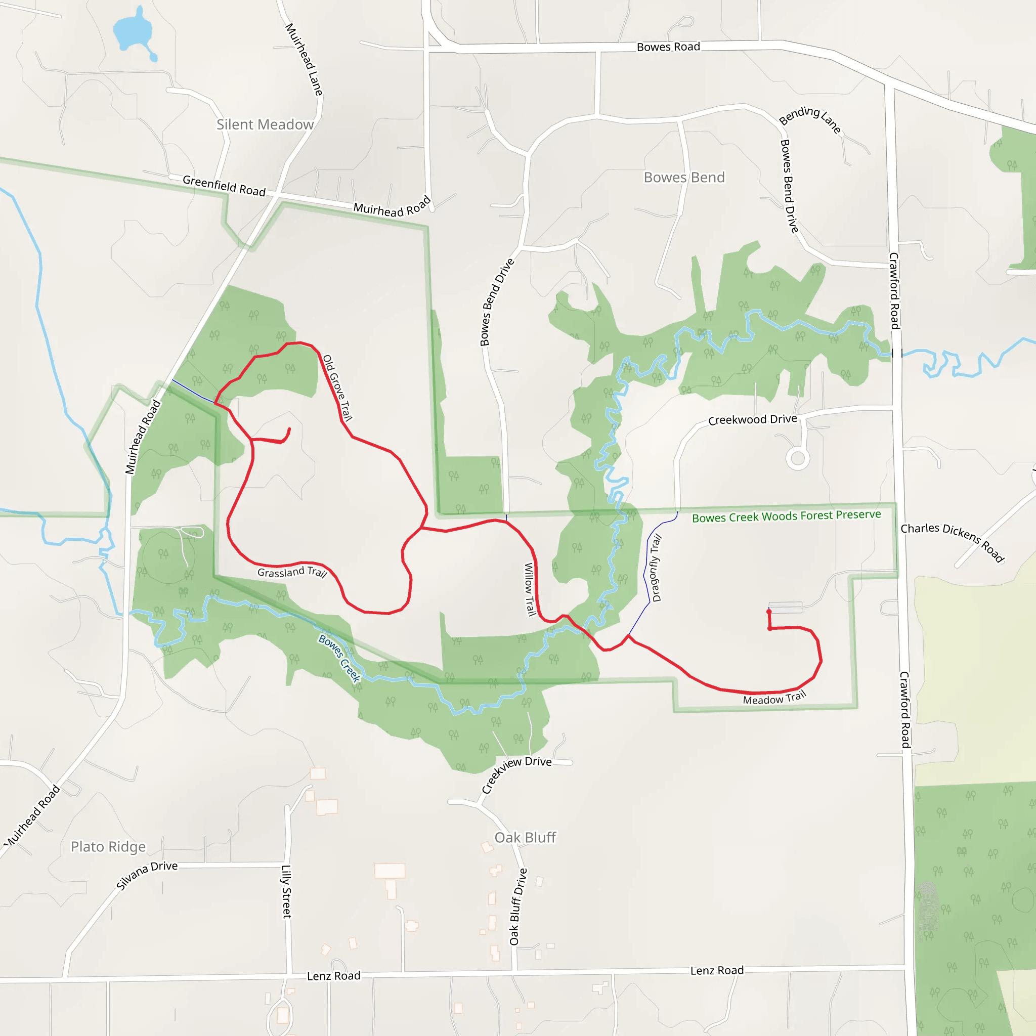 Meadow Trail, Grassland Trail and Old Grave Loop Trail mobile static map