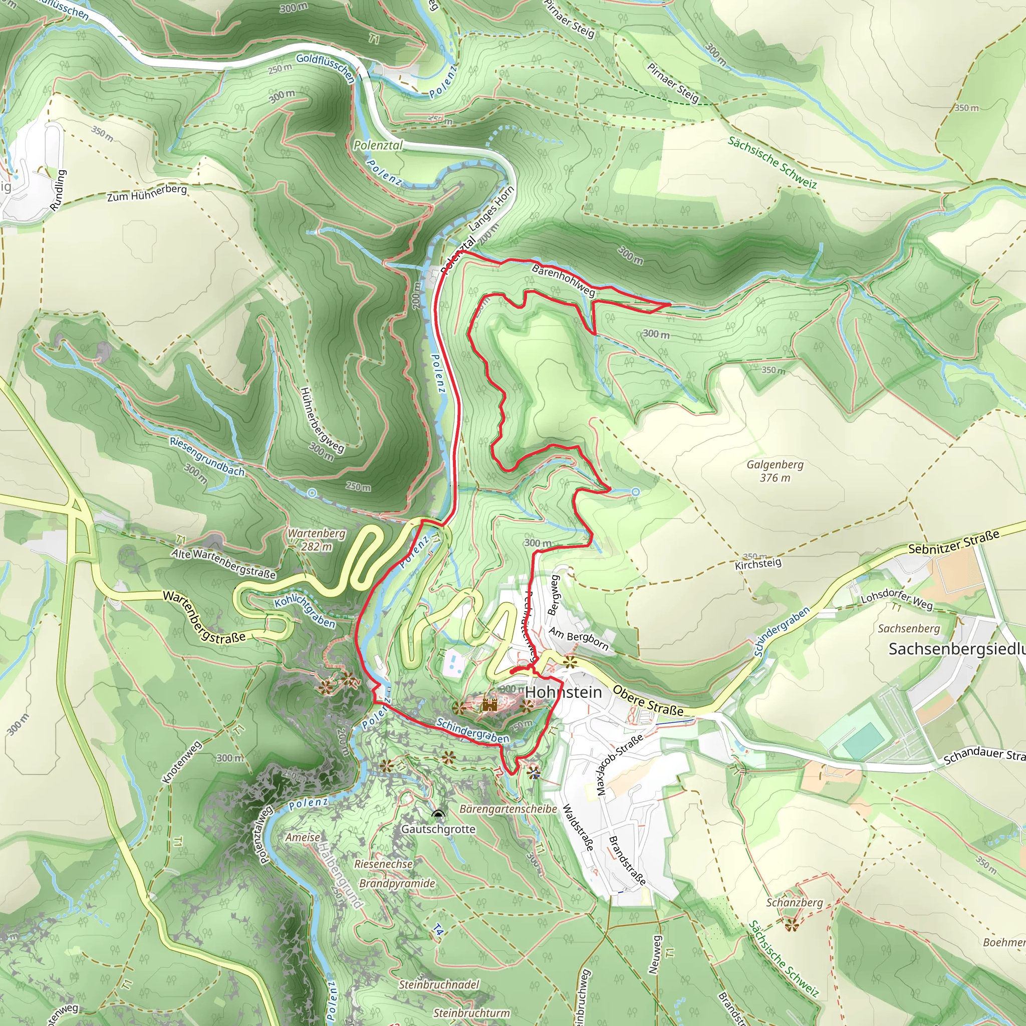 Sebnitztal Weg and Kamenz - Kuhstall Loop mobile static map