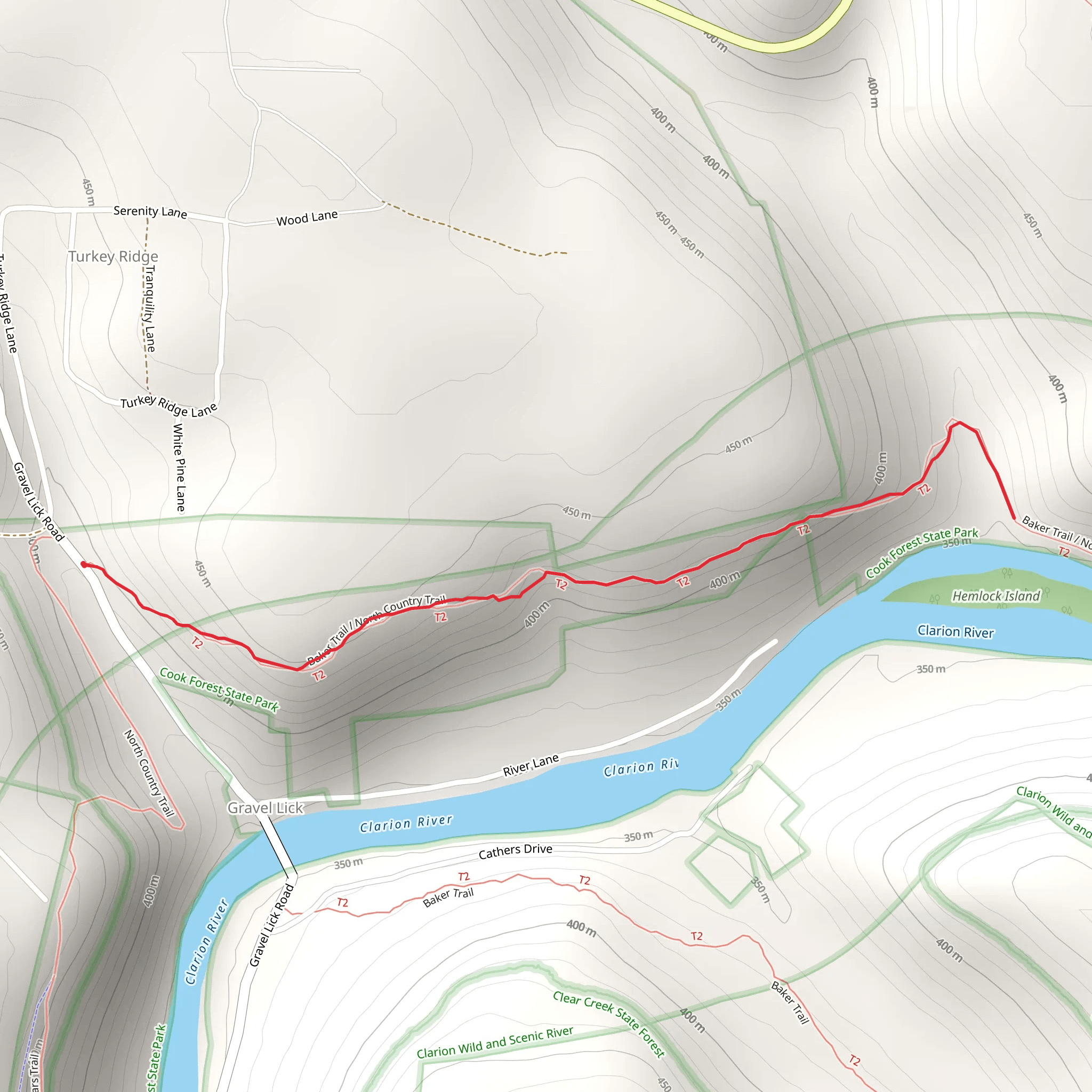 Baker Trail from Gravel Lick Road mobile static map
