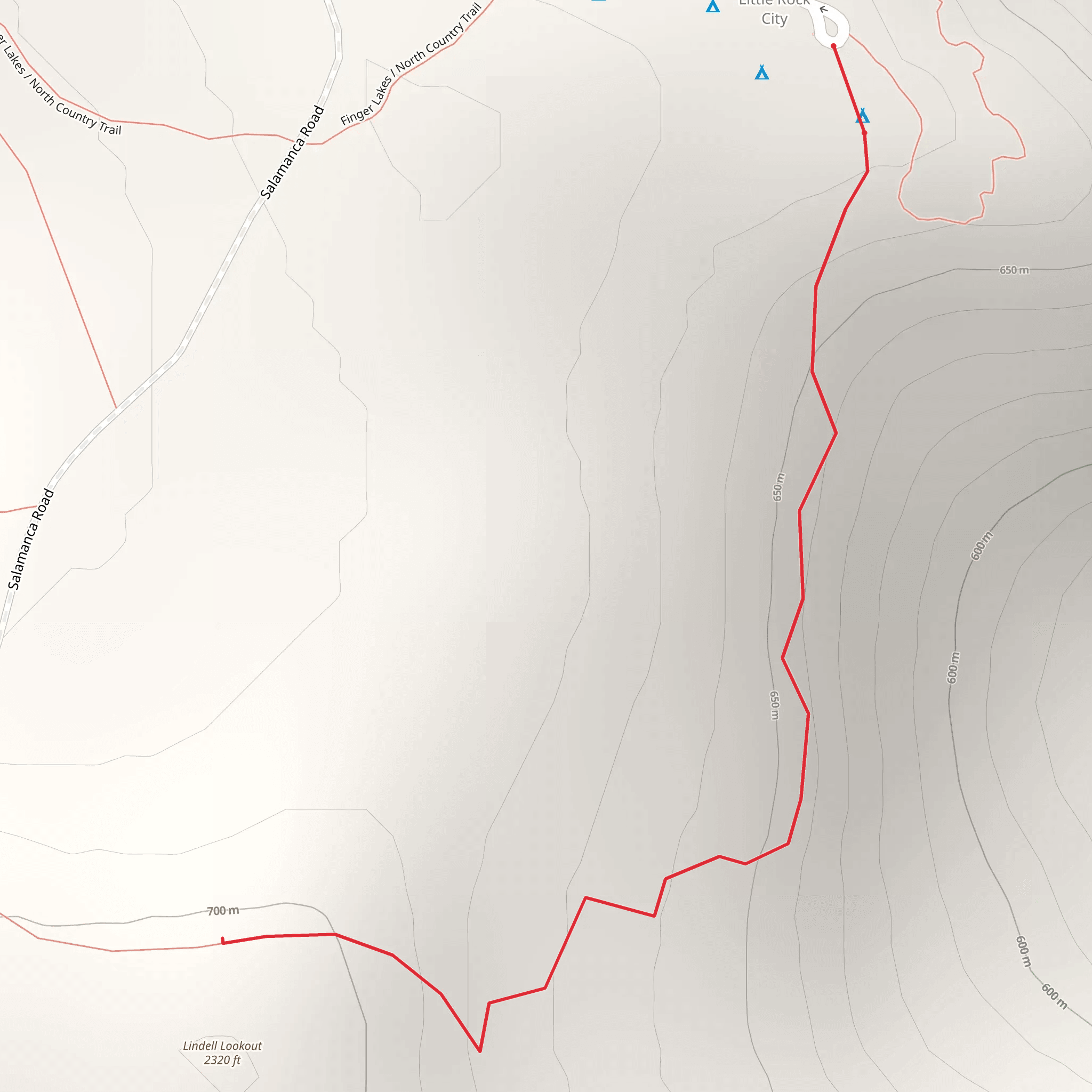 Lindell Lookout Trail from Little Rock City Road mobile static map