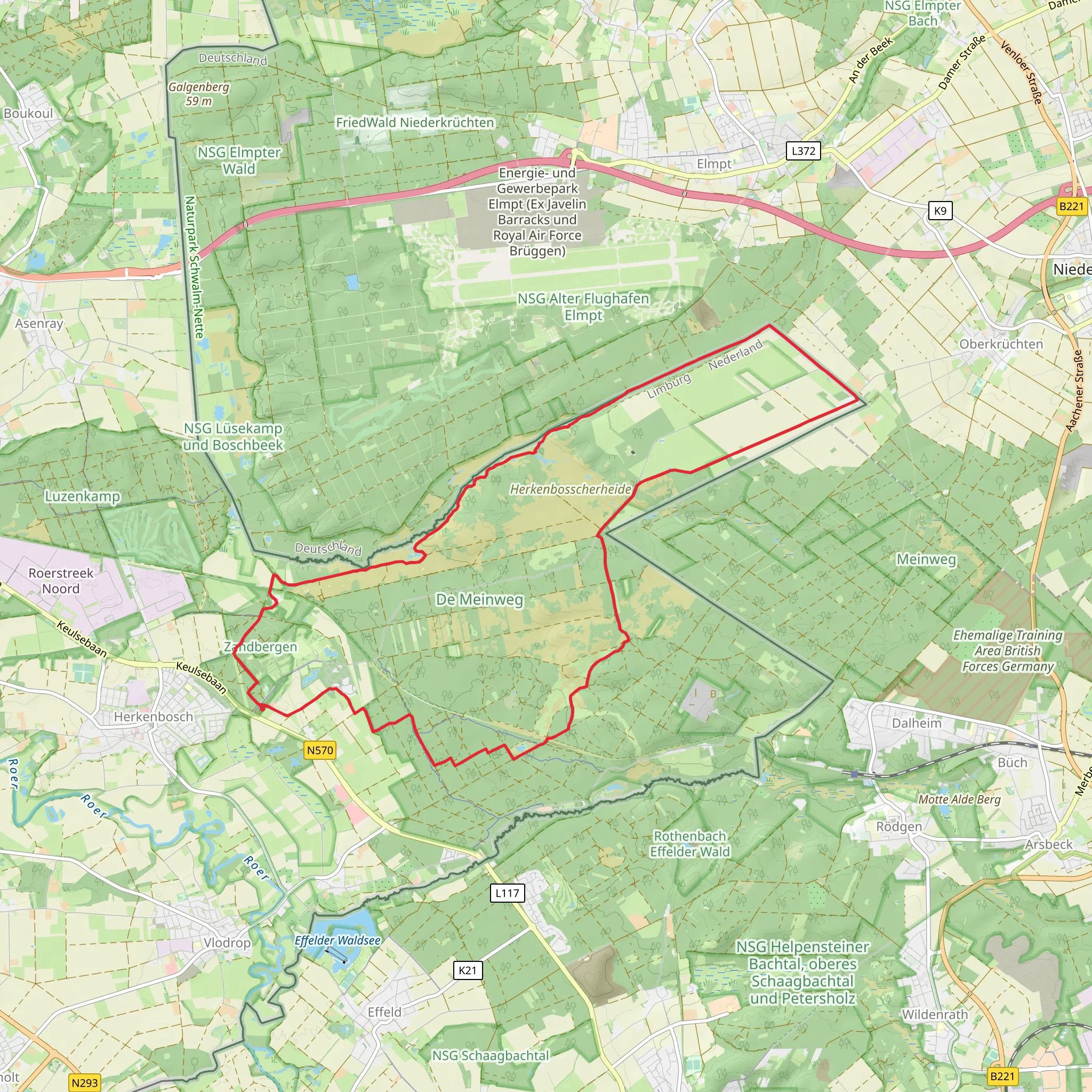Drie Vennen, De Meinweg and Elfenmeer Loop mobile static map