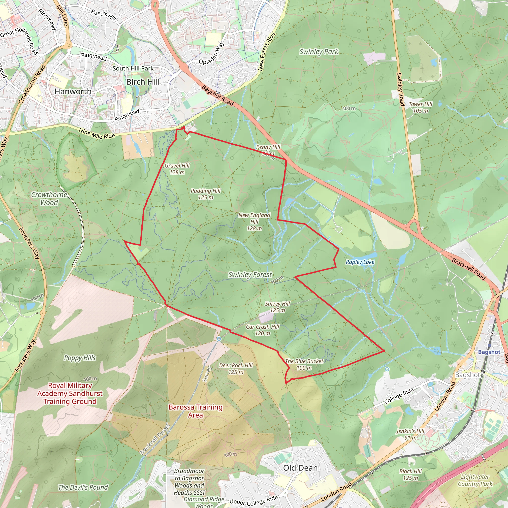 Swinley Forest Loop Walk mobile static map