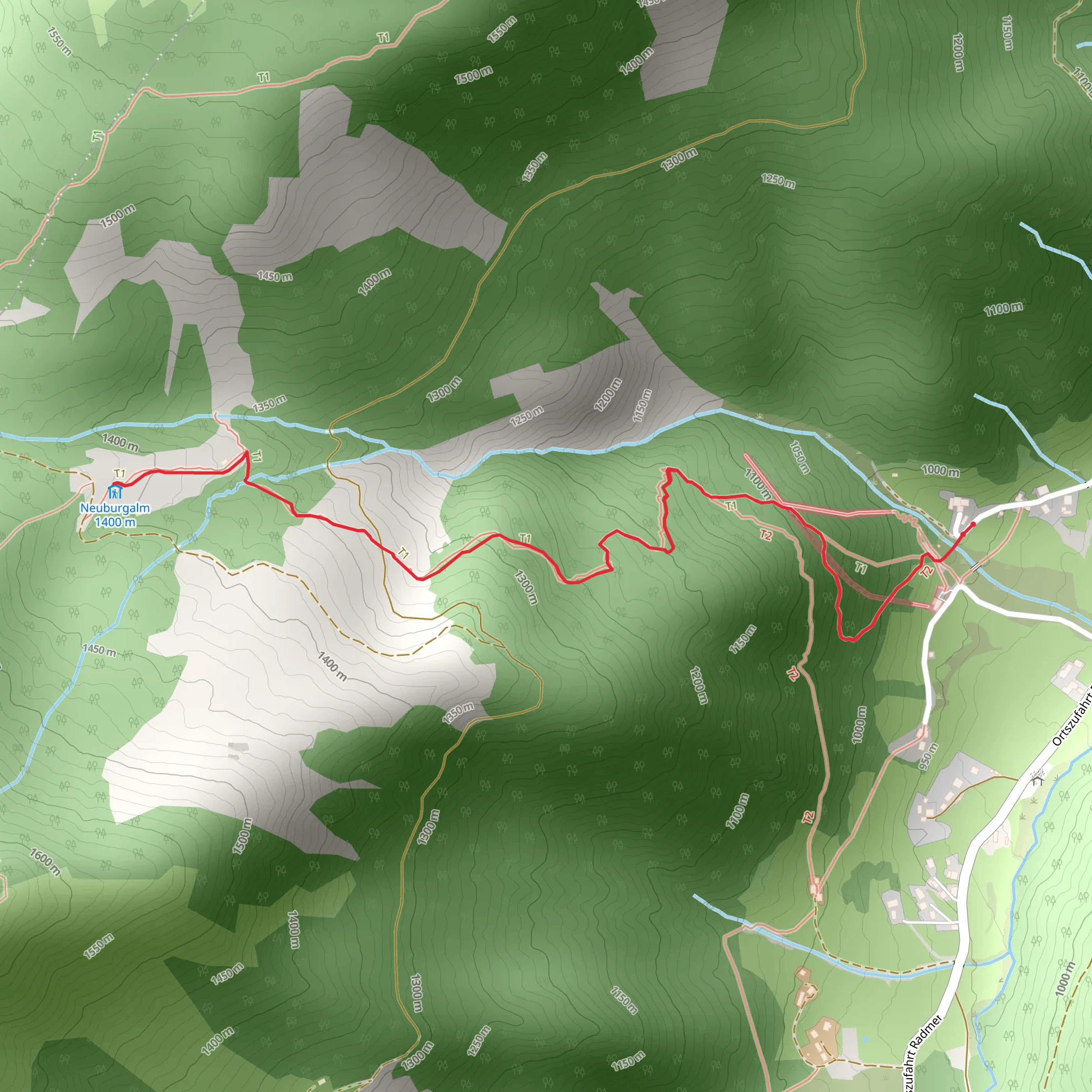 Neuburgalm Hike mobile static map