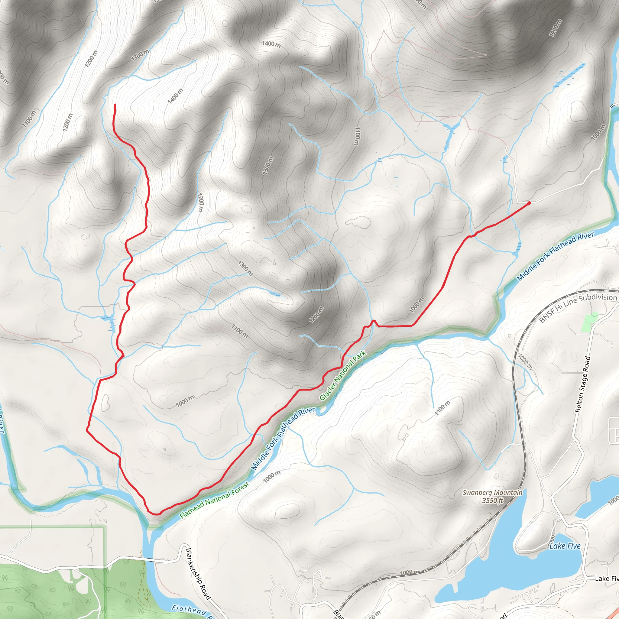 Lime Springs via Old Flathead River Ranger Station Trail mobile static map