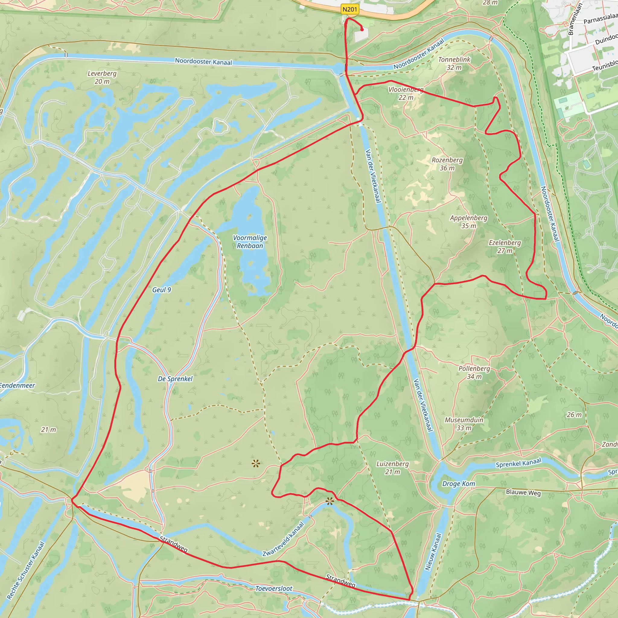 Vlooienberg and Voormalige Renbaan Loop via Strand Weg mobile static map